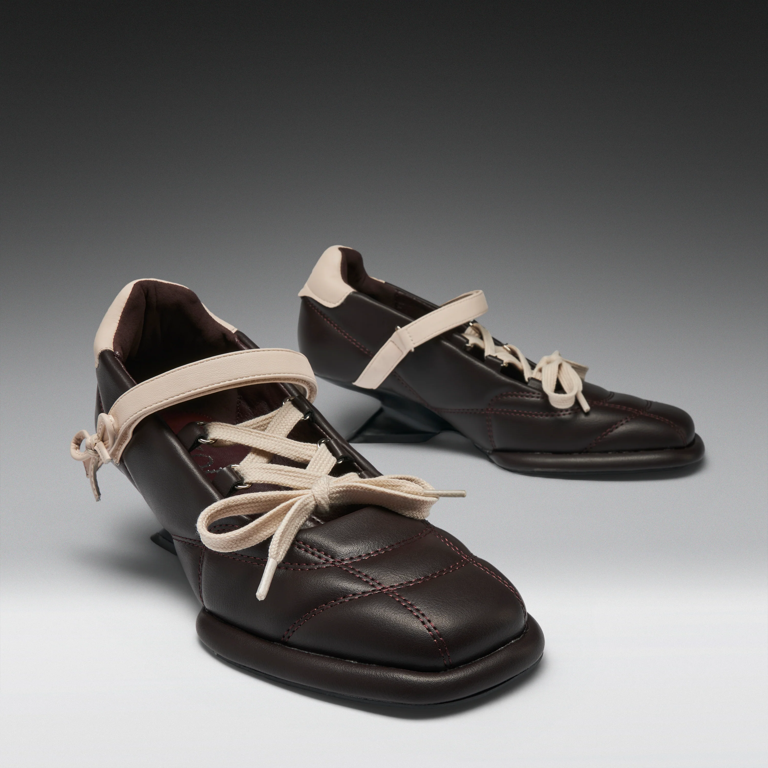 Adria Padded Kitten Heel Mary Janes-Brown