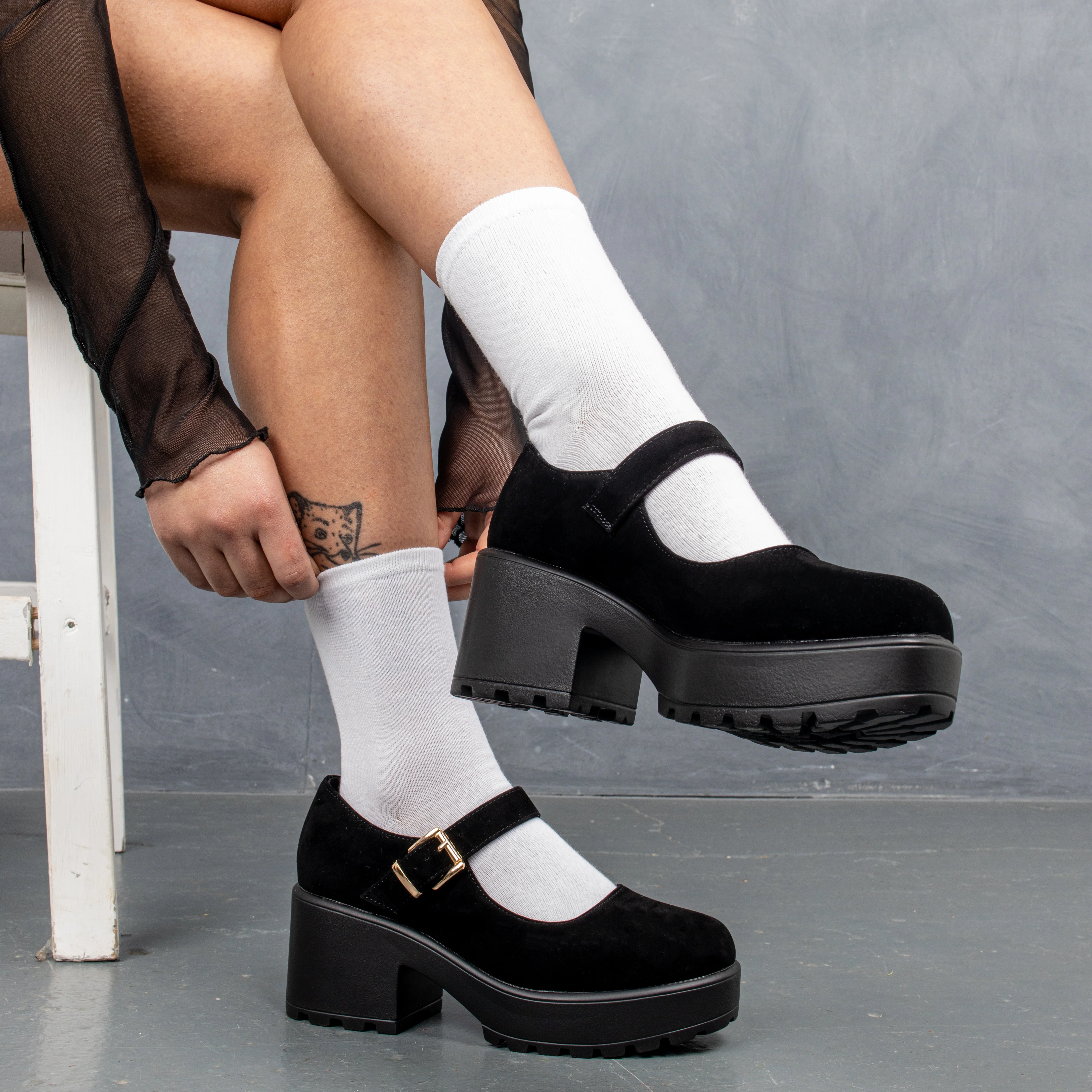 TIRA Black Mary Jane Shoes 'Suede Edition' - Image 7