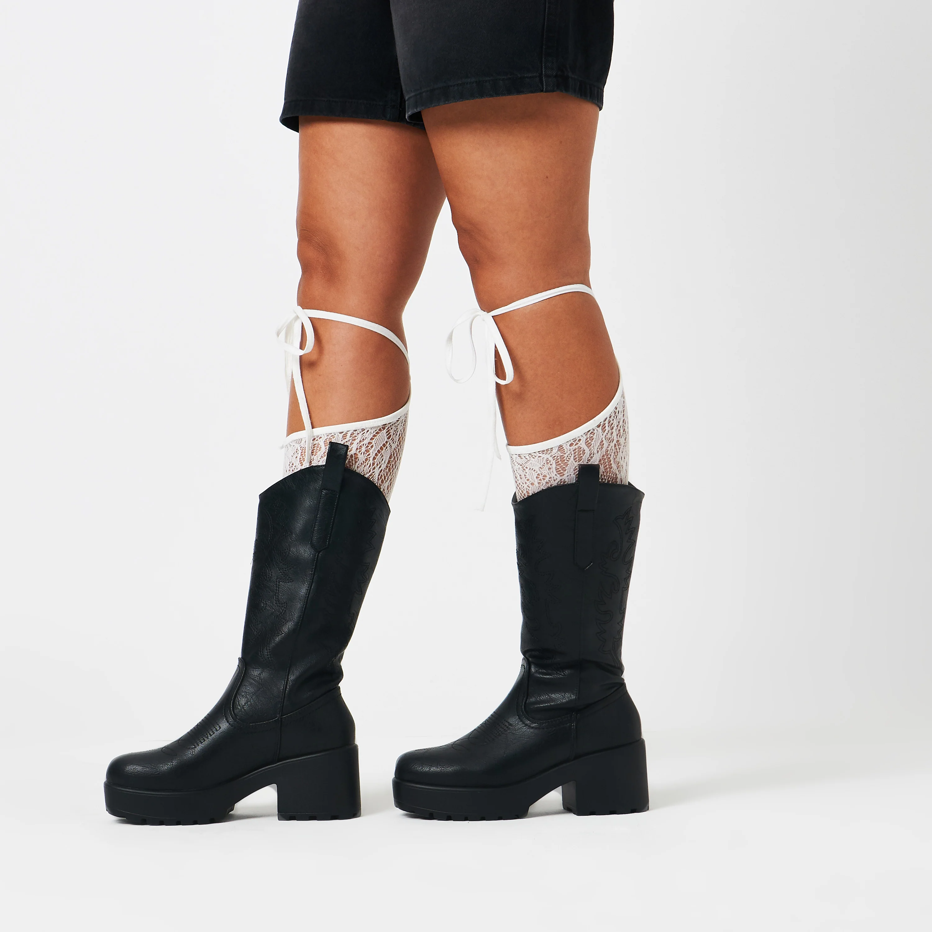 WINTU Long Chunky Western Cowboy Boots - Image 3