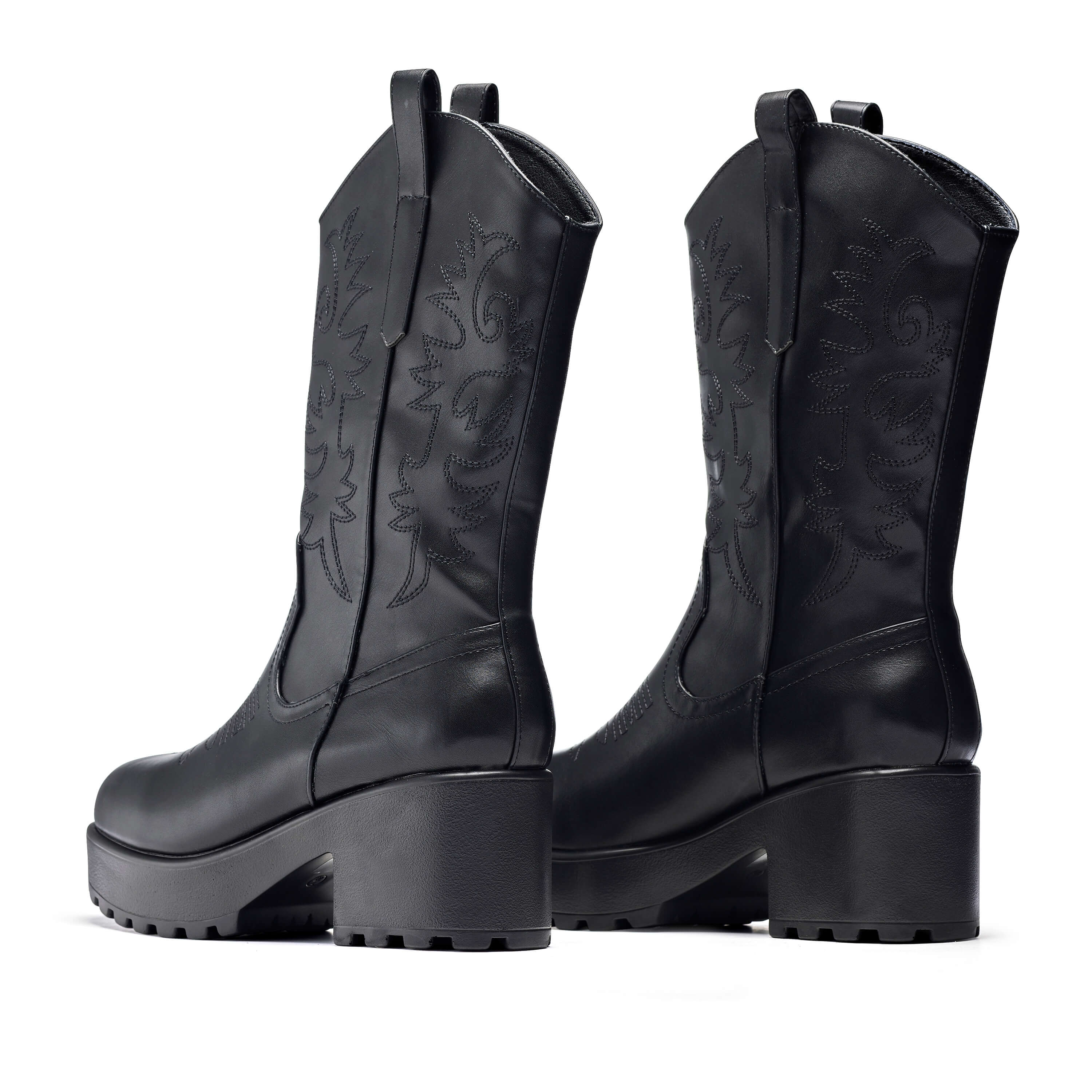 WINTU Long Chunky Western Cowboy Boots - Image 4