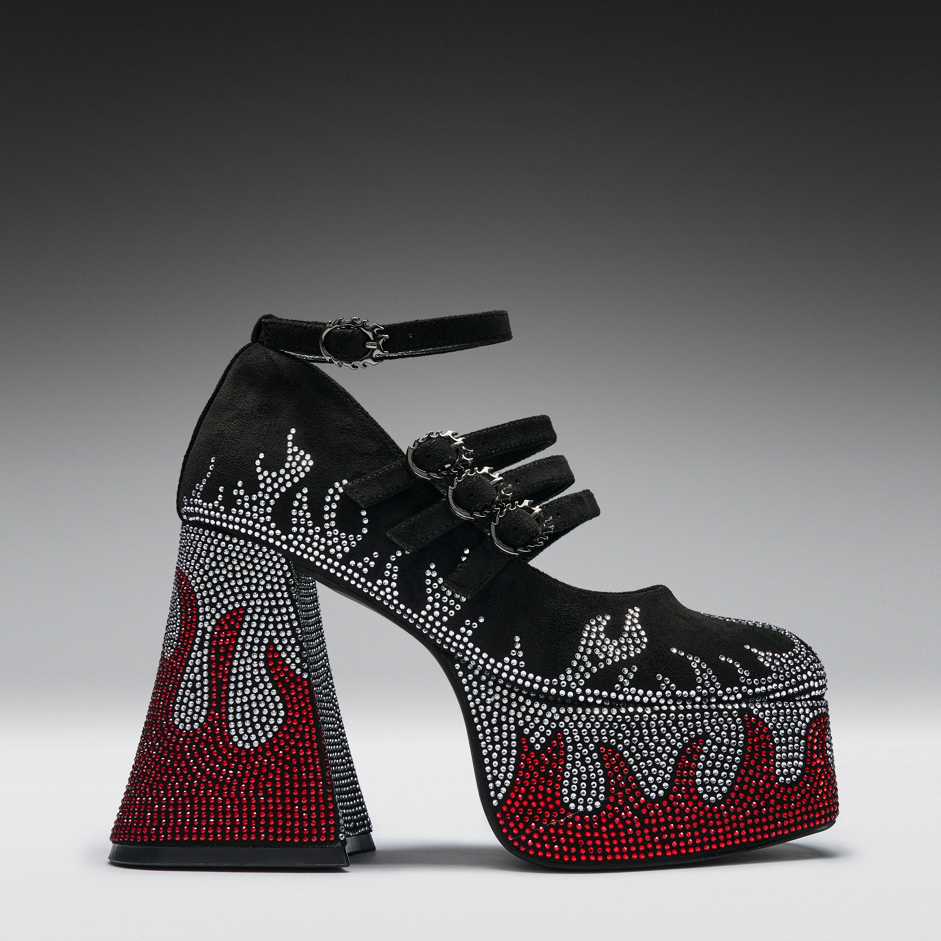 Blazed Flames Strappy Heels- Black - Image 3