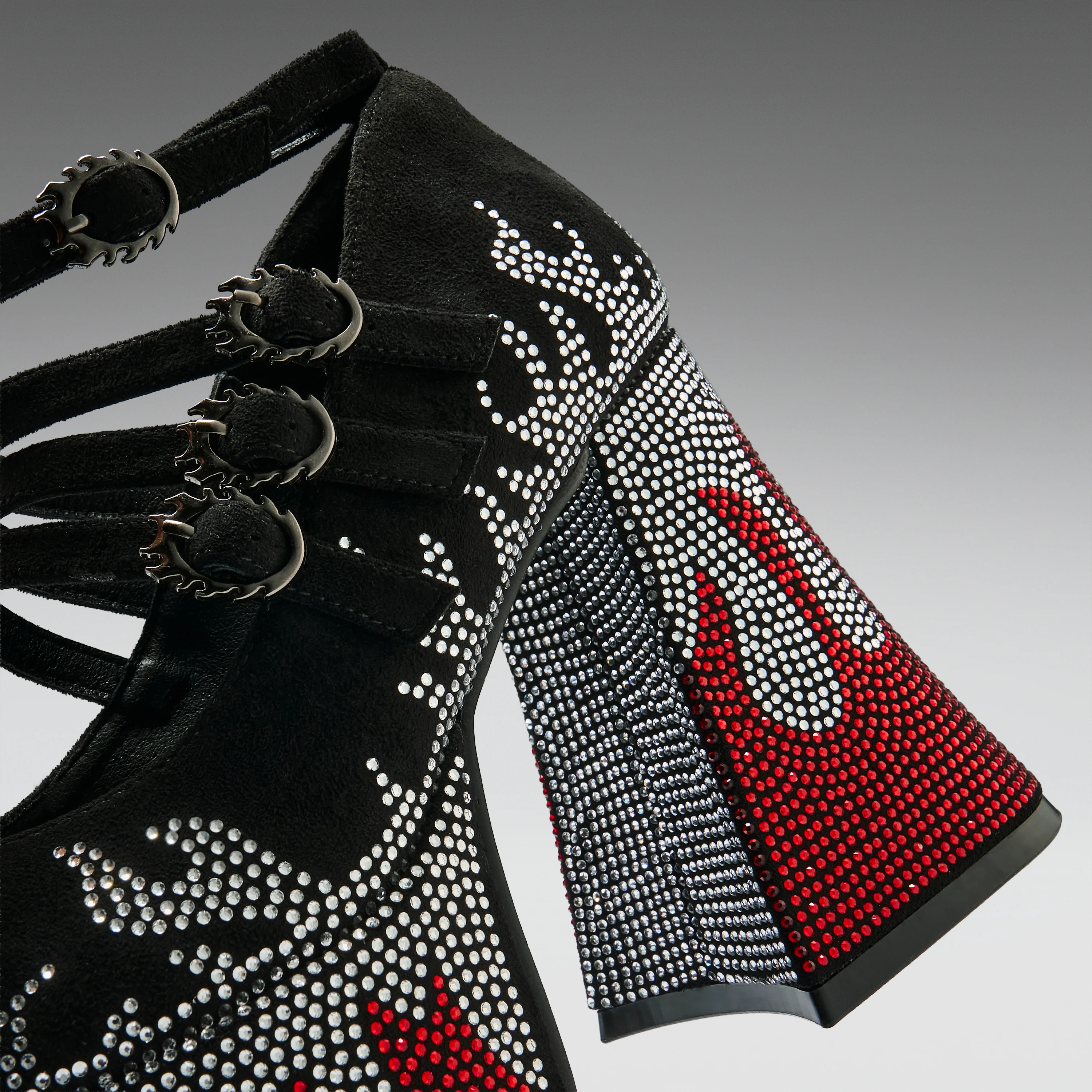 Blazed Flames Strappy Heels- Black - Image 4