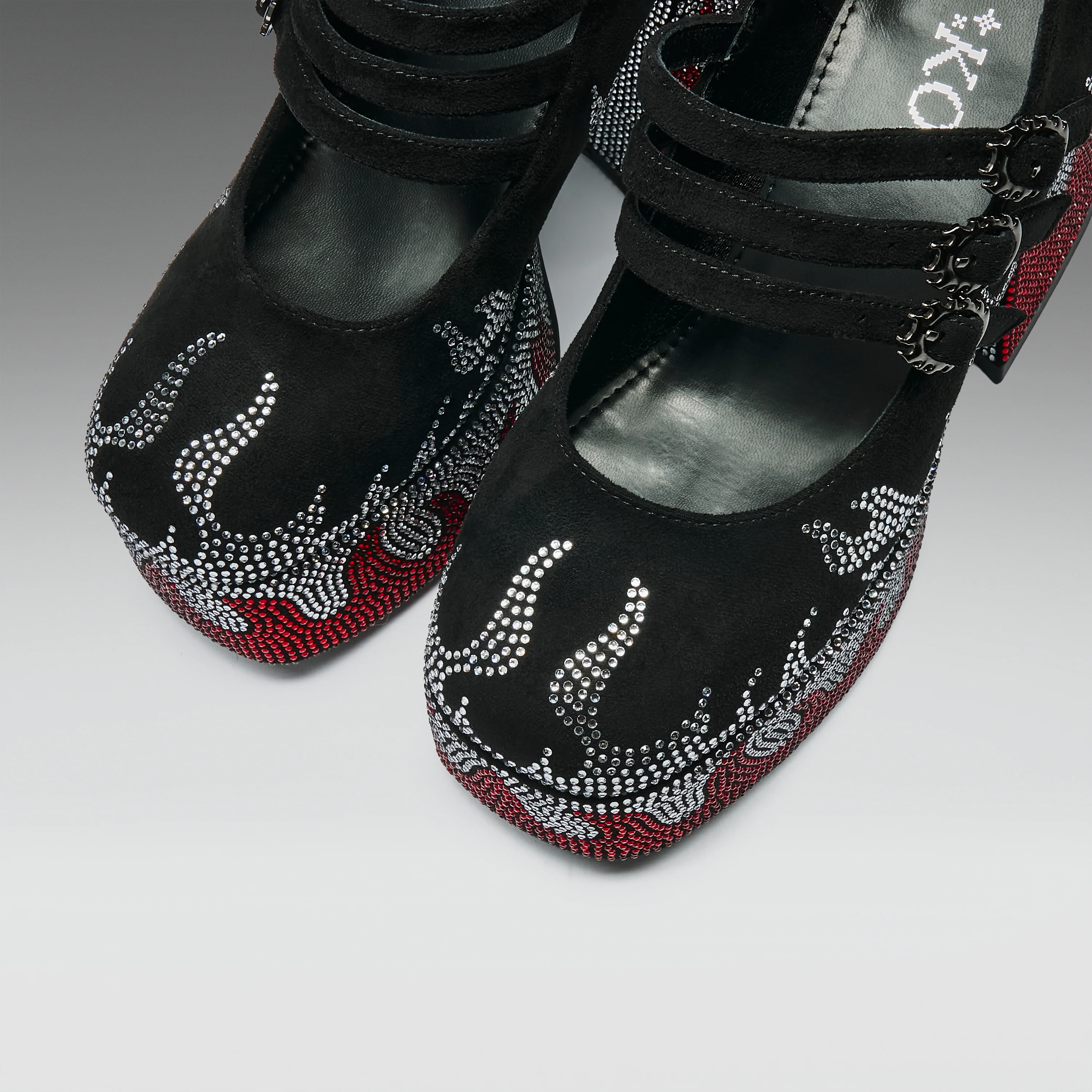 Blazed Flames Strappy Heels- Black - Image 8