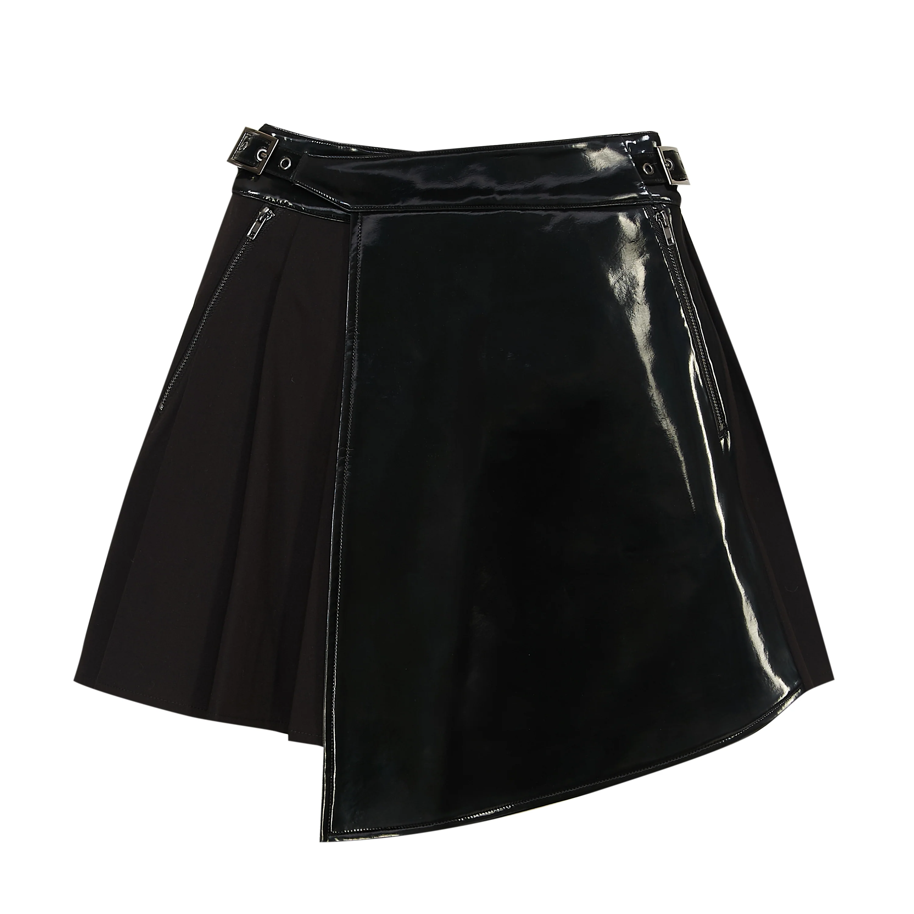 Coptic Faux Leather Mini Skirt- Black - Image 4