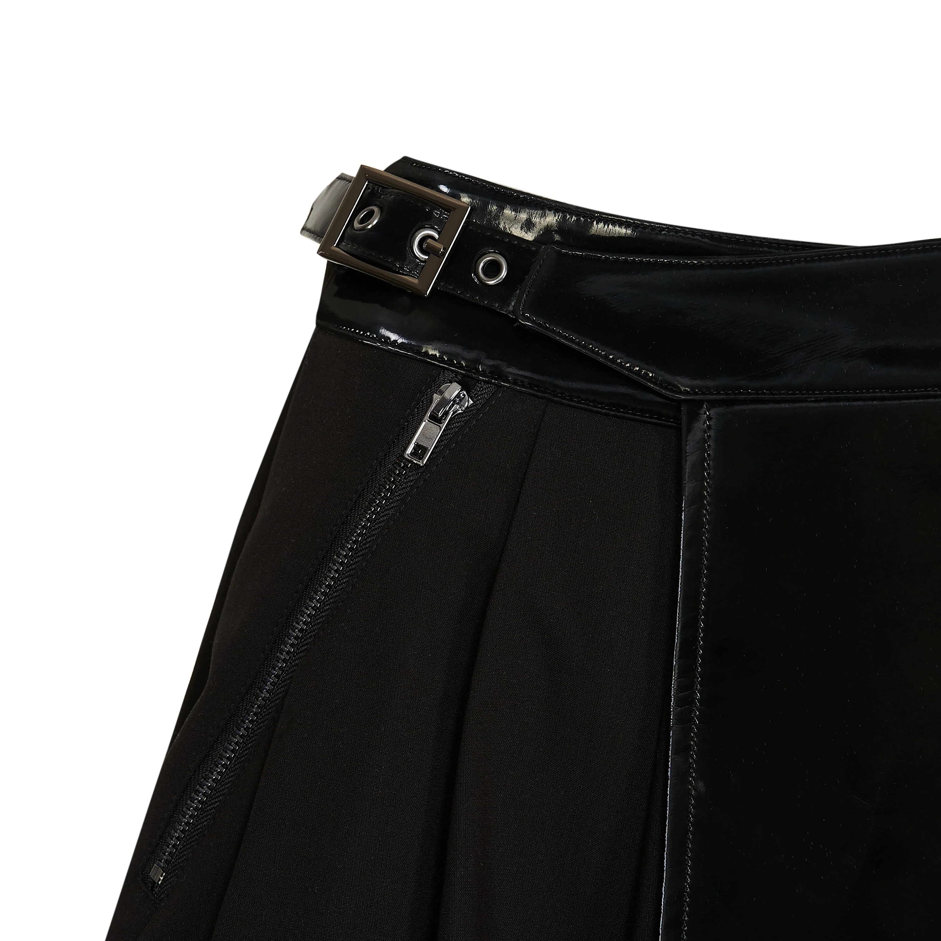 Coptic Faux Leather Mini Skirt- Black - Image 7
