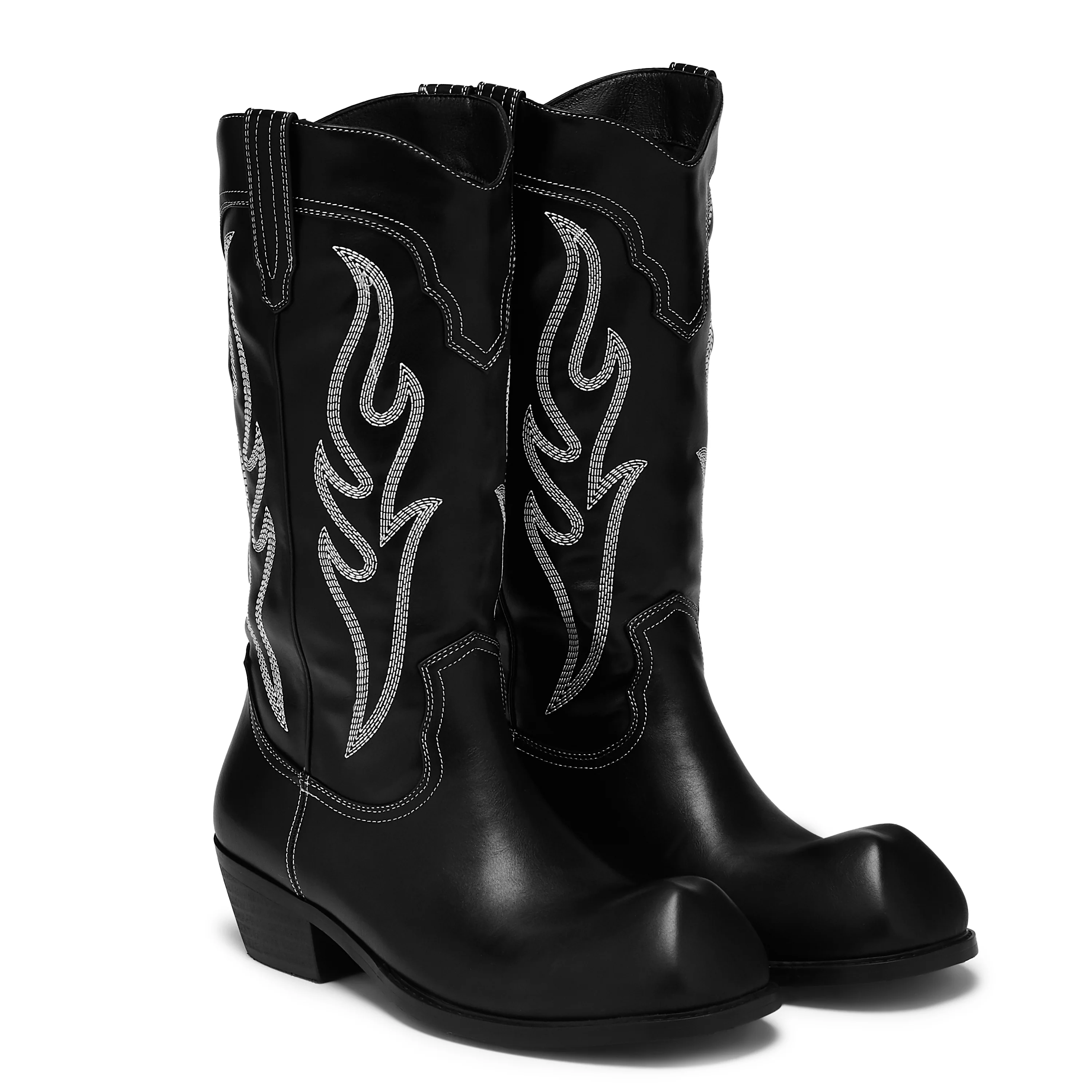 Cryptek Men's Snub Nose Tall Cowboy Boots - Black Vintage - Image 5