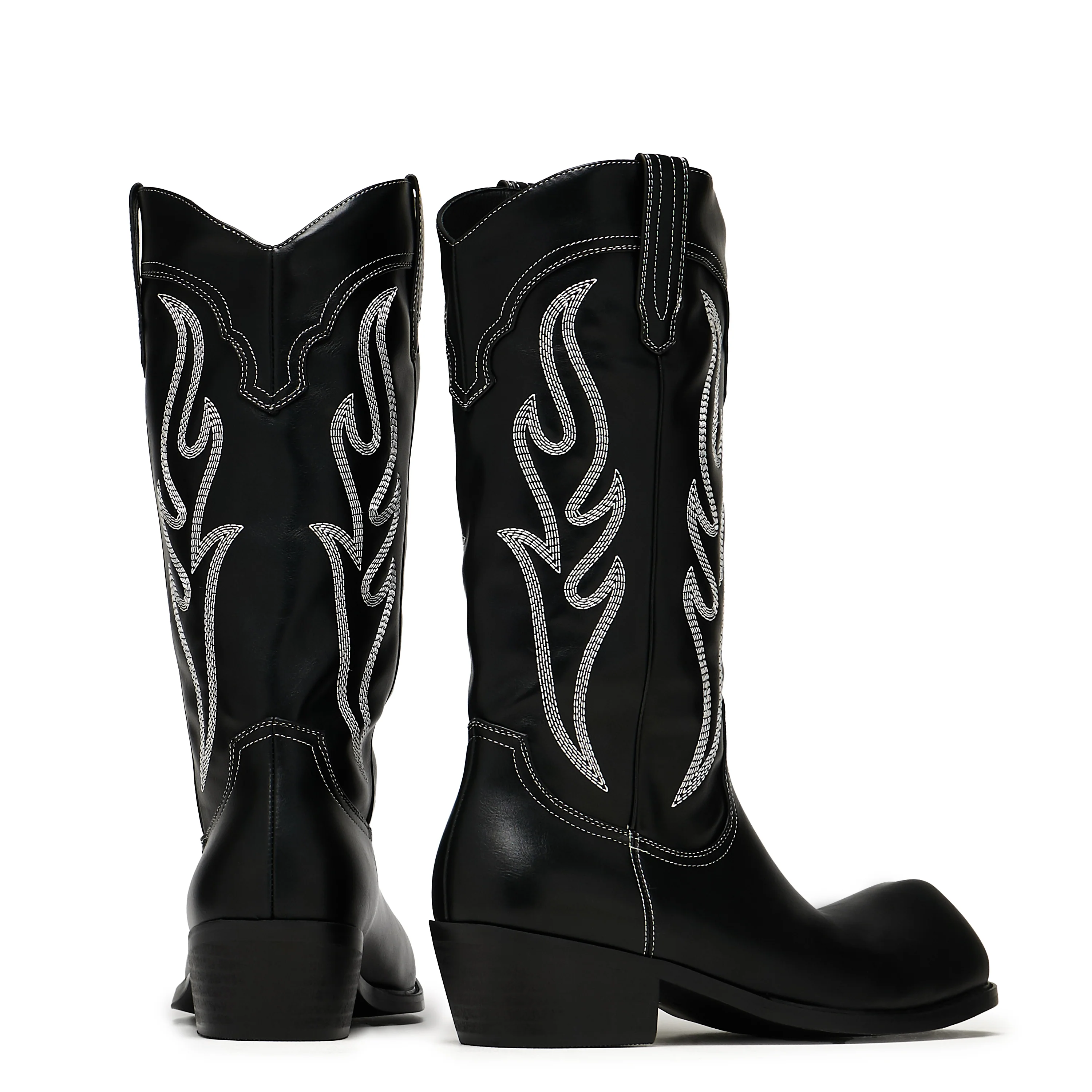 Cryptek Men's Snub Nose Tall Cowboy Boots - Black Vintage - Image 6