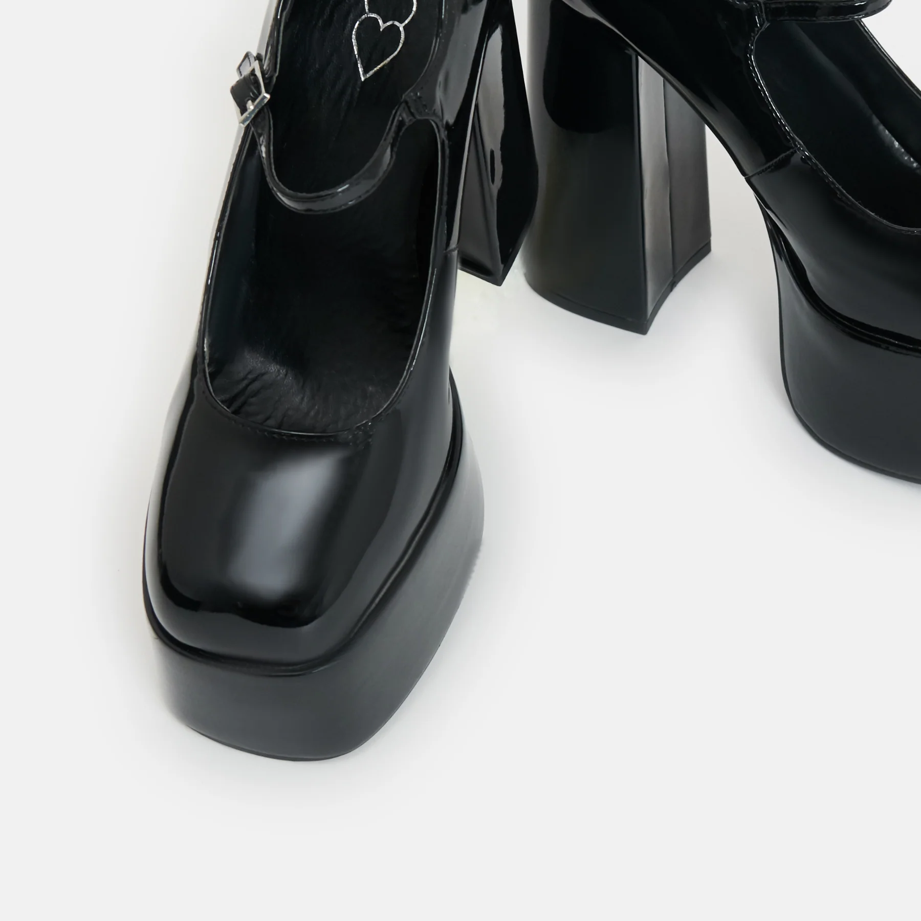 Darkbloom Black Patent Platform Heels - Image 3
