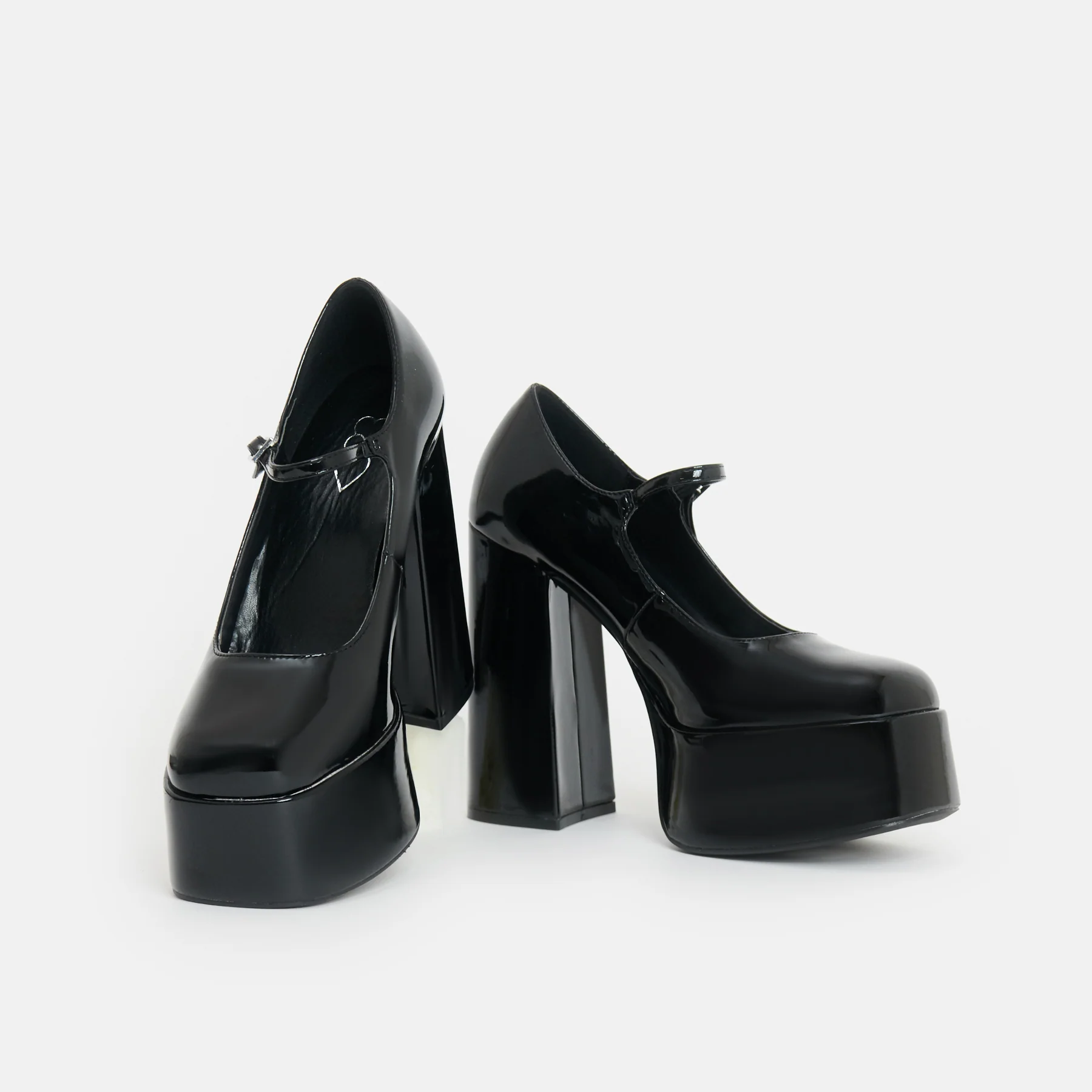 Darkbloom Black Patent Platform Heels - Image 4