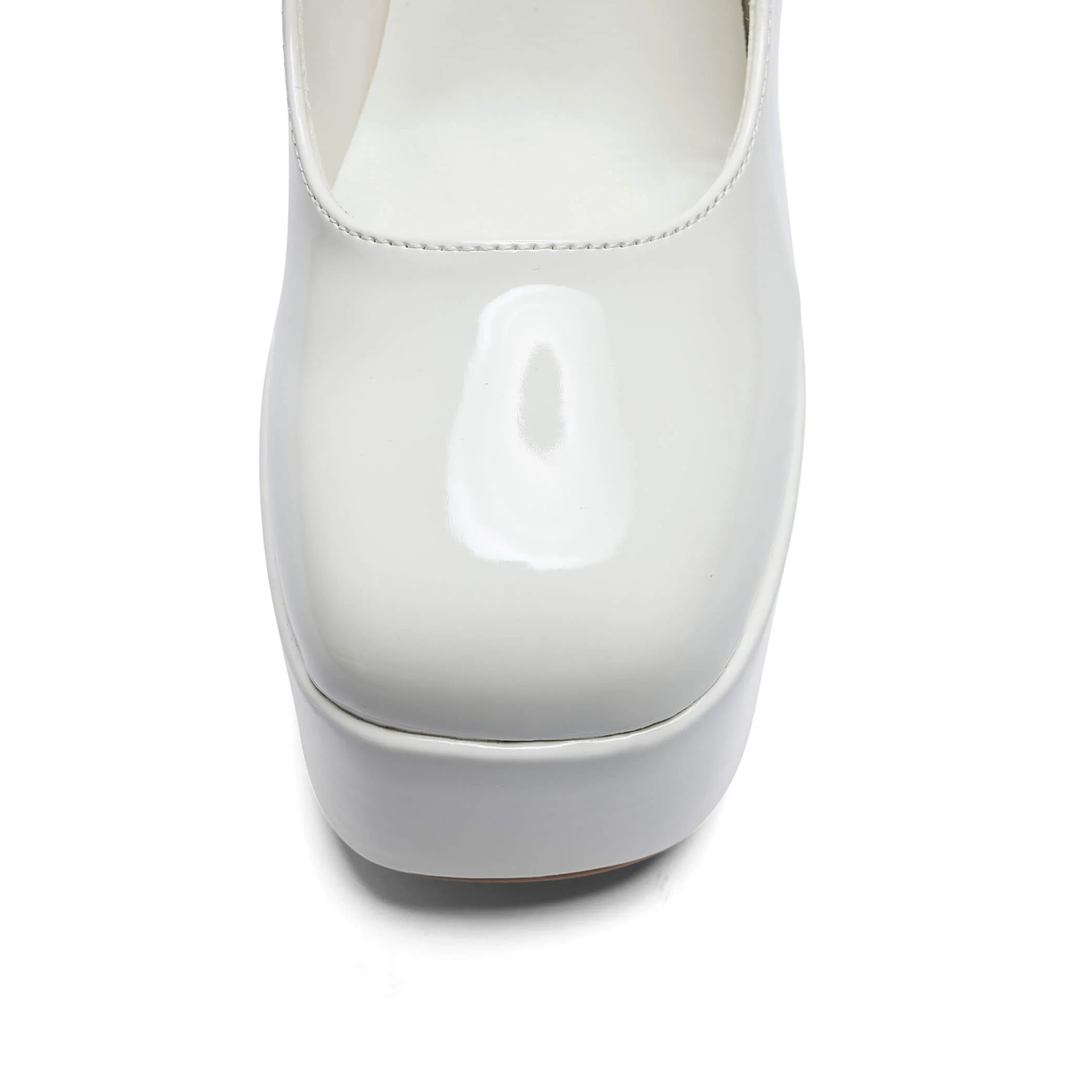 Darkbloom White Patent Platform Heels - Image 5