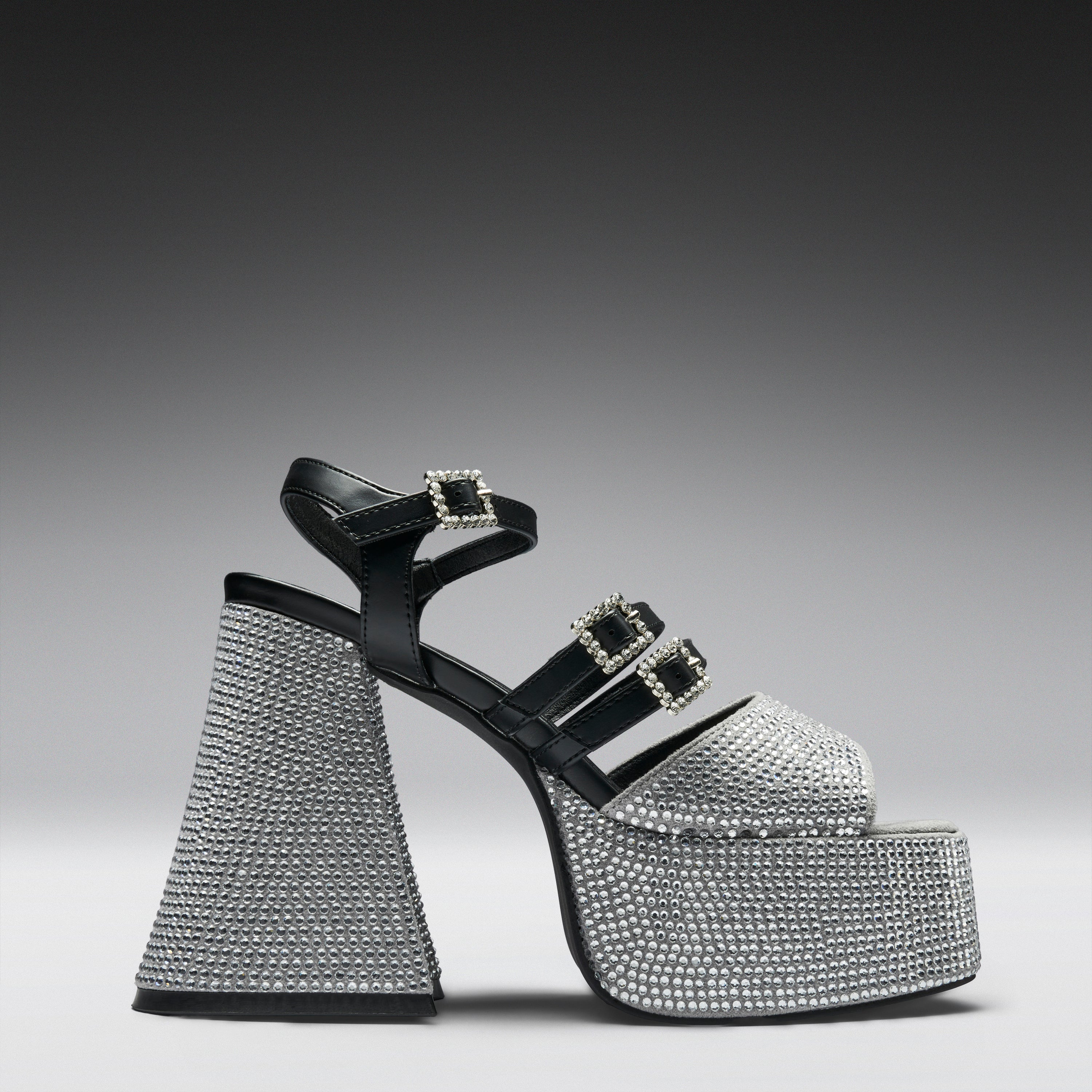 Felicity Crystal Strappy Heels- Silver - Image 3