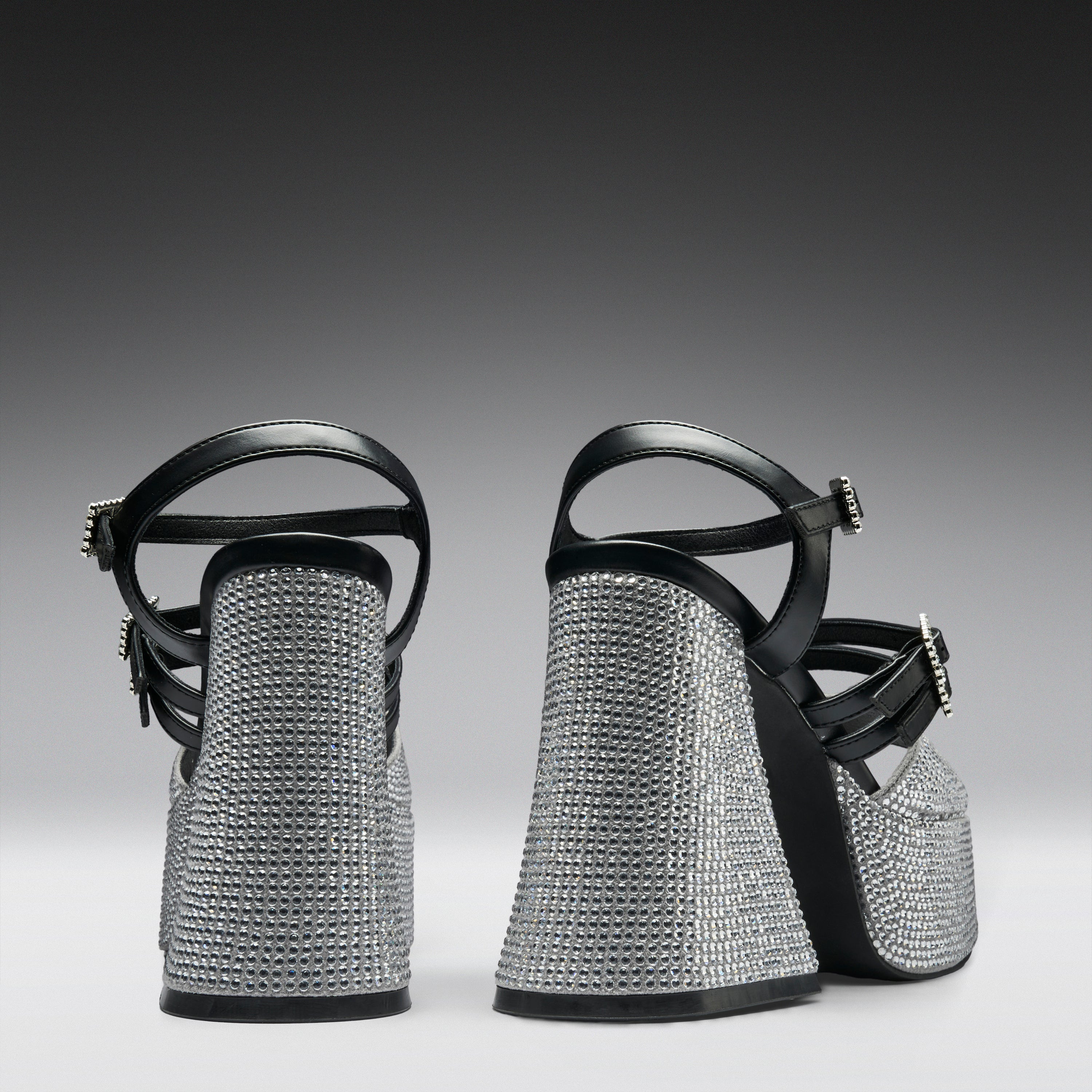 Felicity Crystal Strappy Heels- Silver - Image 6
