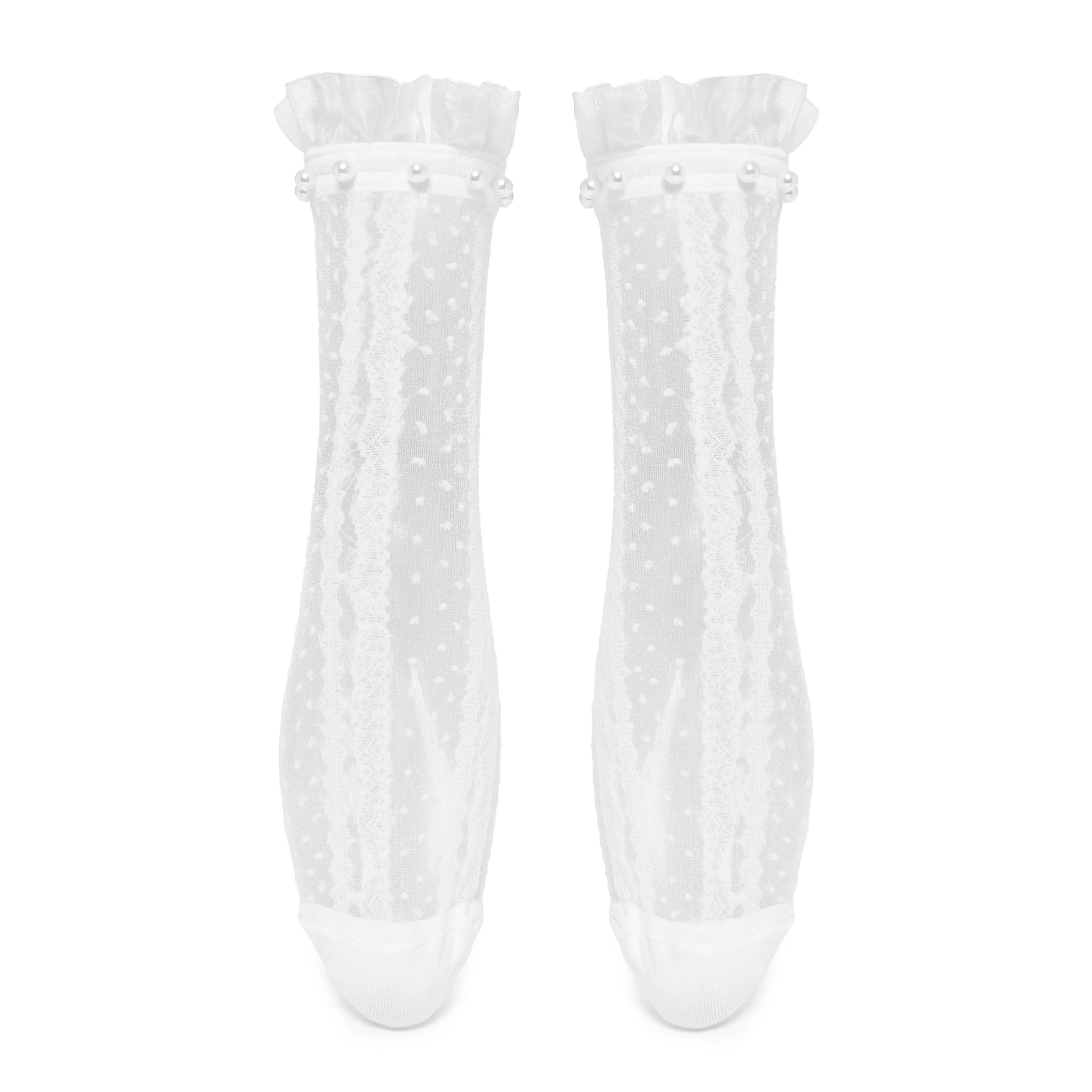 Flutterby Lace Pearl White Socks - Image 2