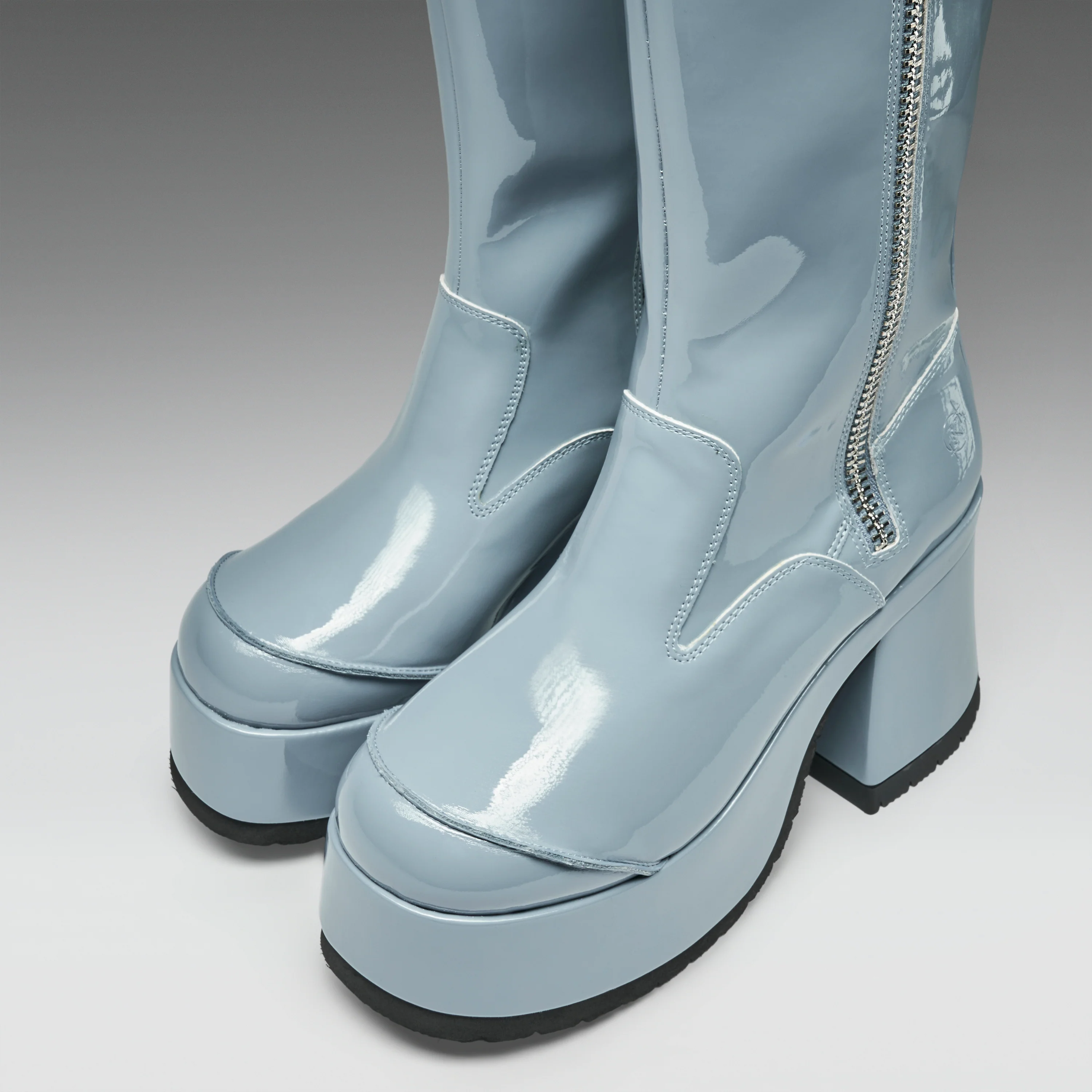 Halcyon Chunky Heeled Boots -Sea Blue - Image 2