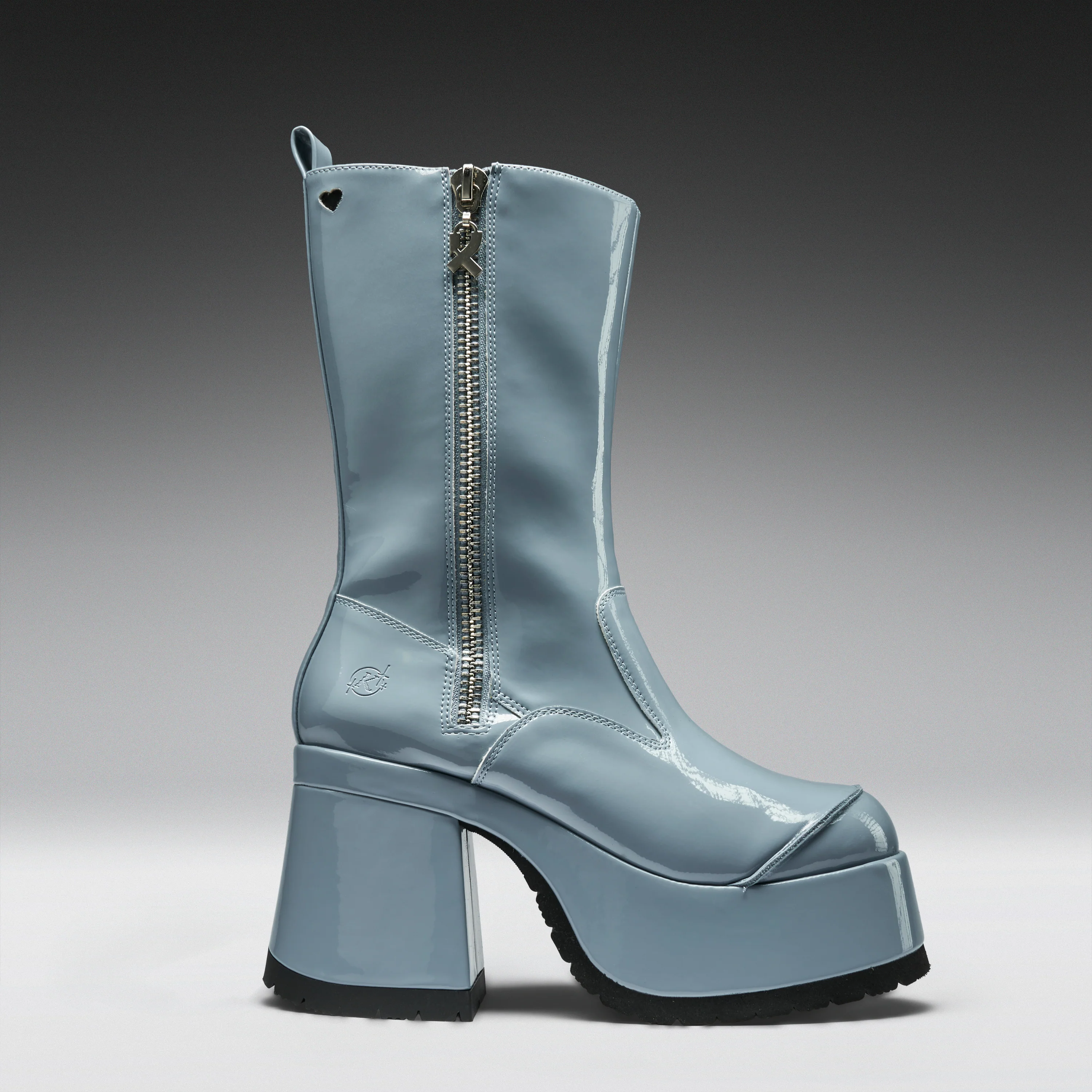 Halcyon Chunky Heeled Boots -Sea Blue - Image 3