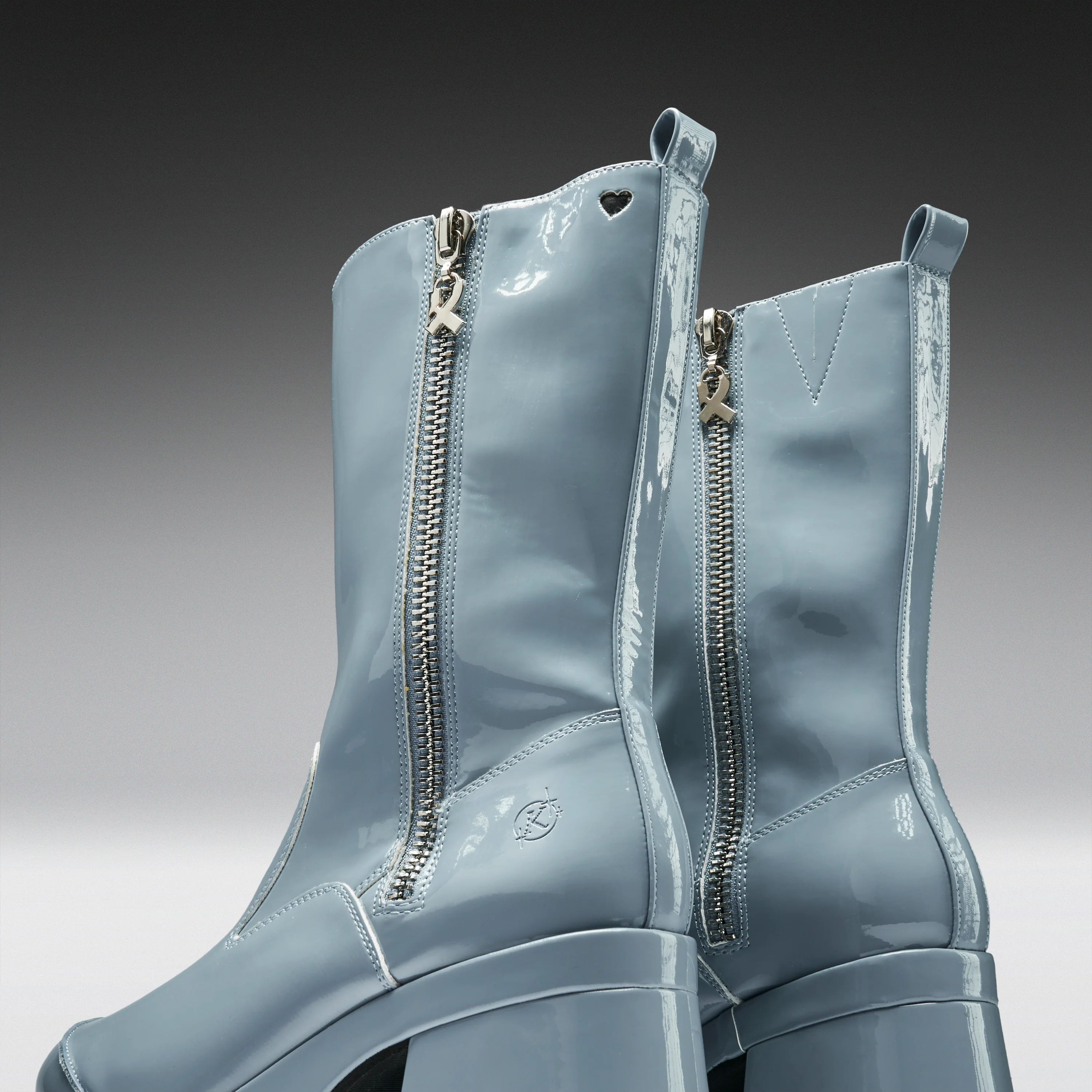Halcyon Chunky Heeled Boots -Sea Blue - Image 4