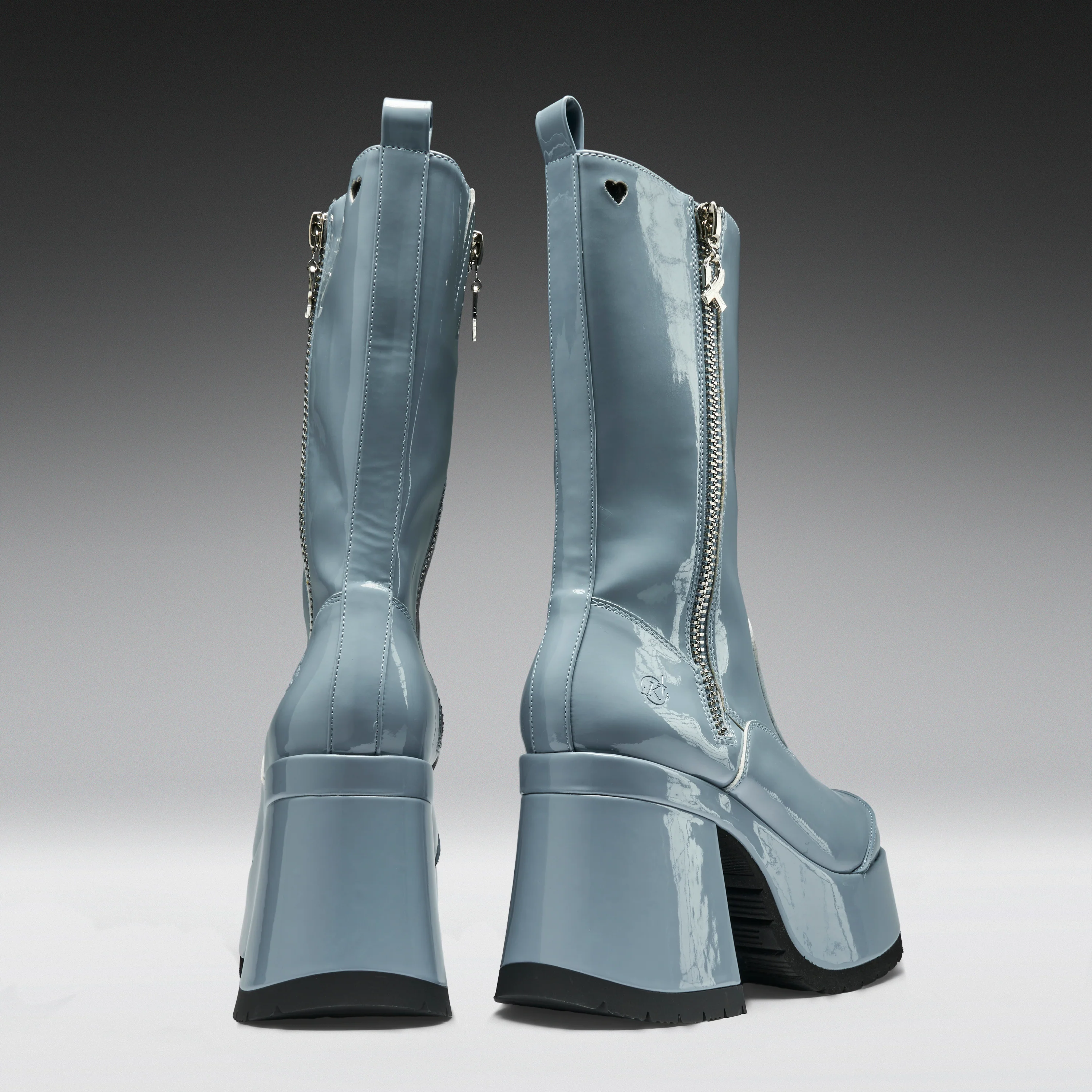 Halcyon Chunky Heeled Boots -Sea Blue - Image 5