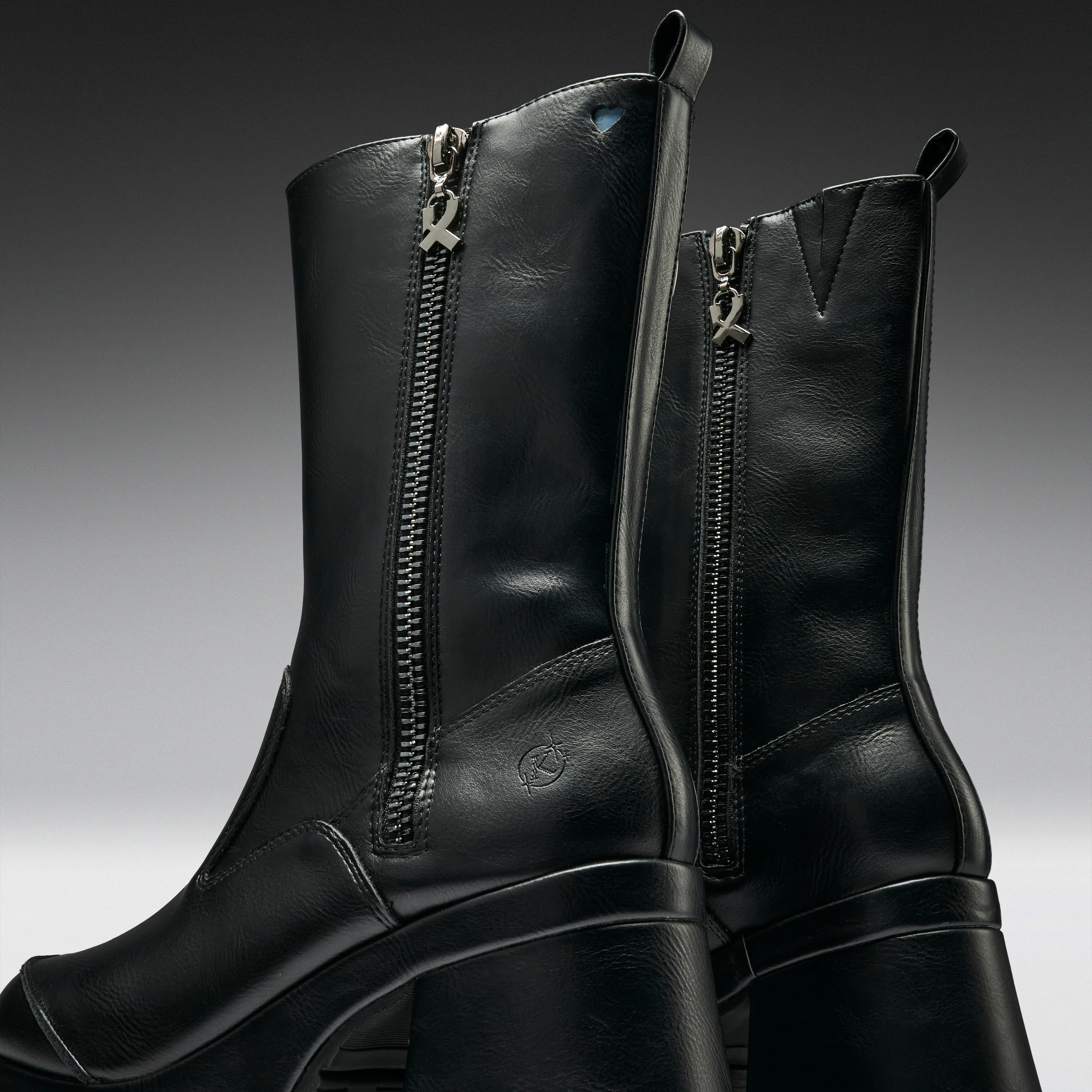 Halcyon Chunky Heeled Boots-Black - Image 3