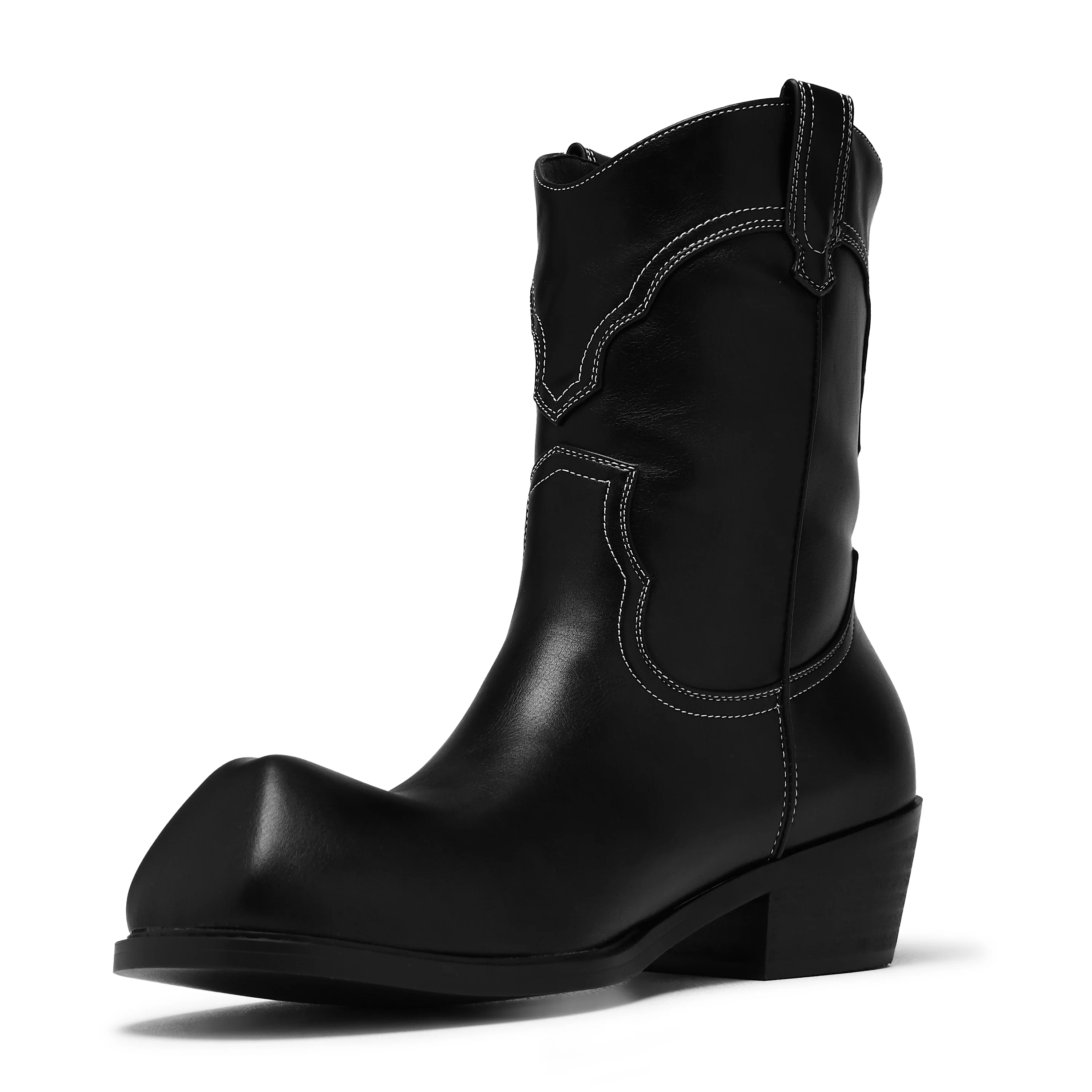 Hexmark Men's Snub Nose Short Cowboy Boots - Black Vintage - Image 6