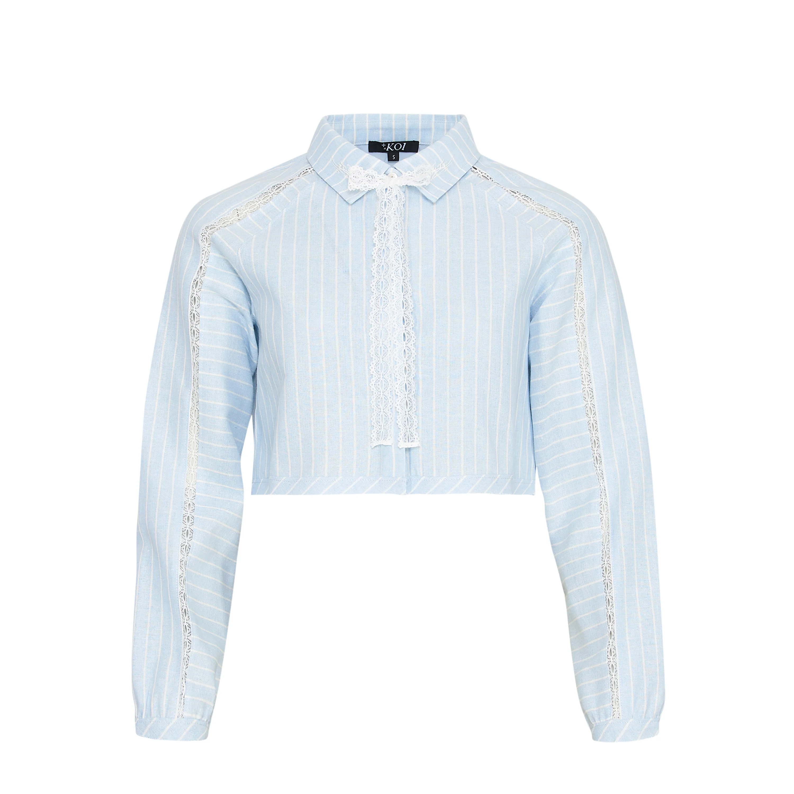 Honeydrop Striped Crop Shirt - Baby Blue - Image 3