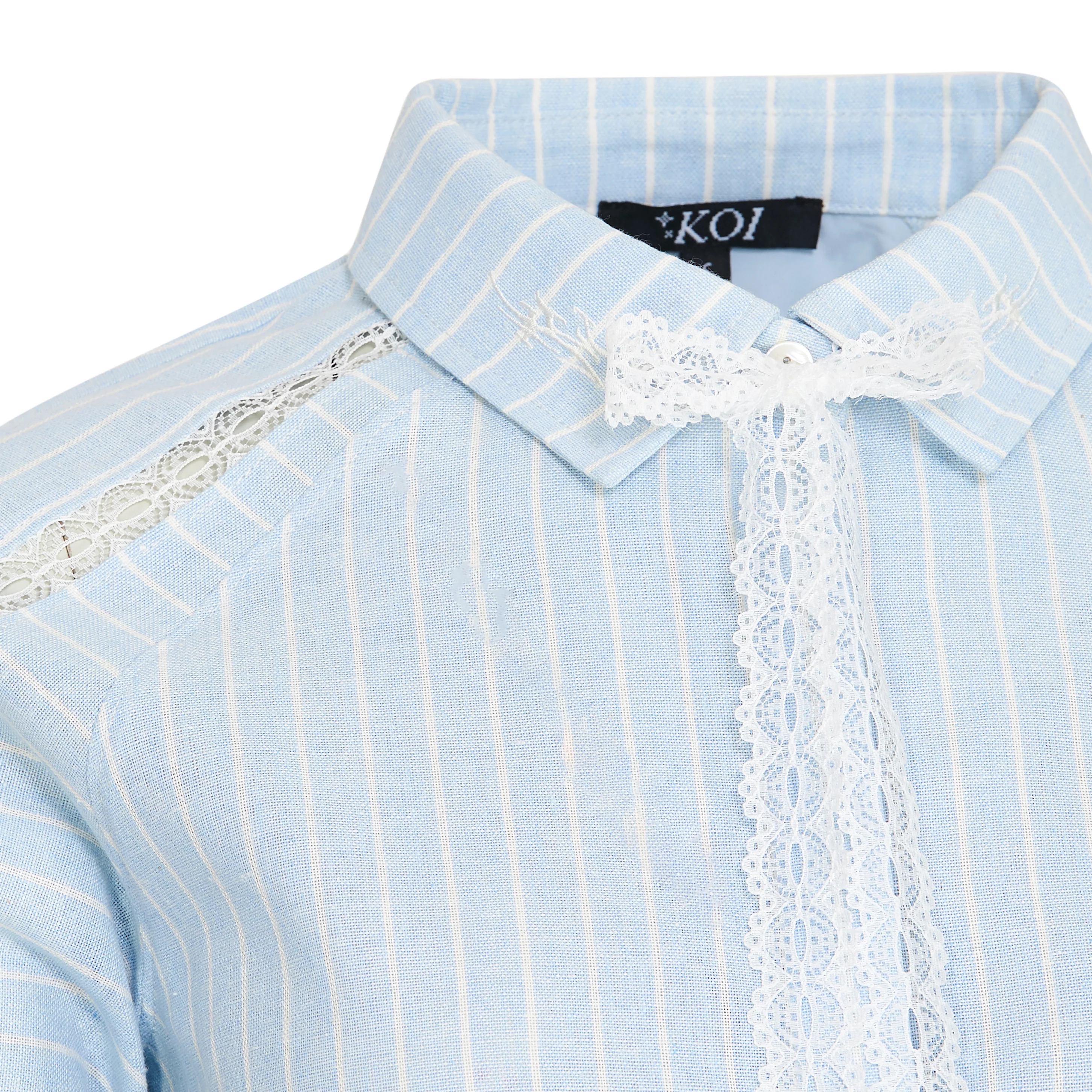 Honeydrop Striped Crop Shirt - Baby Blue - Image 5