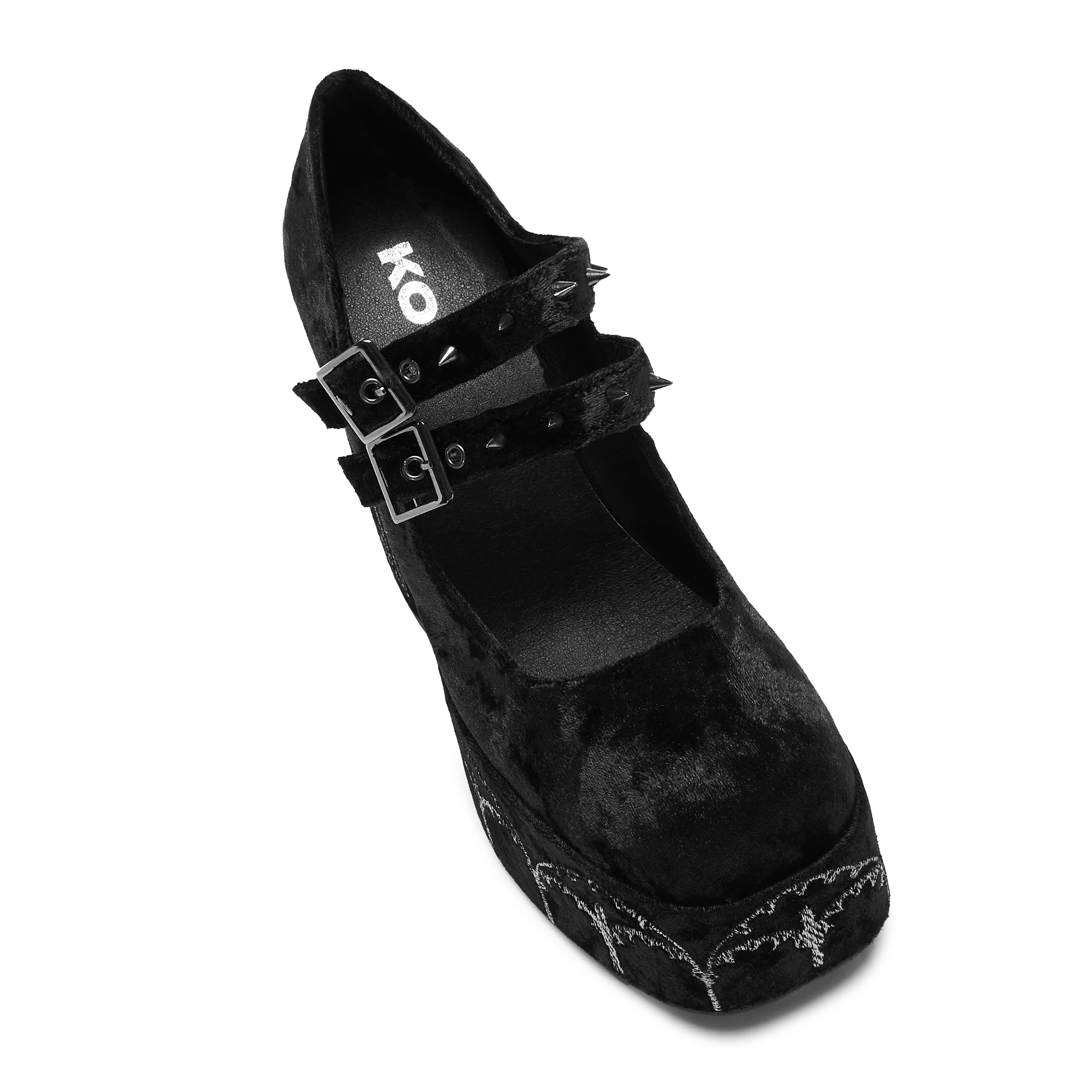 Lady Menace Grunge Crushed Velvet Heels - Black - Image 6