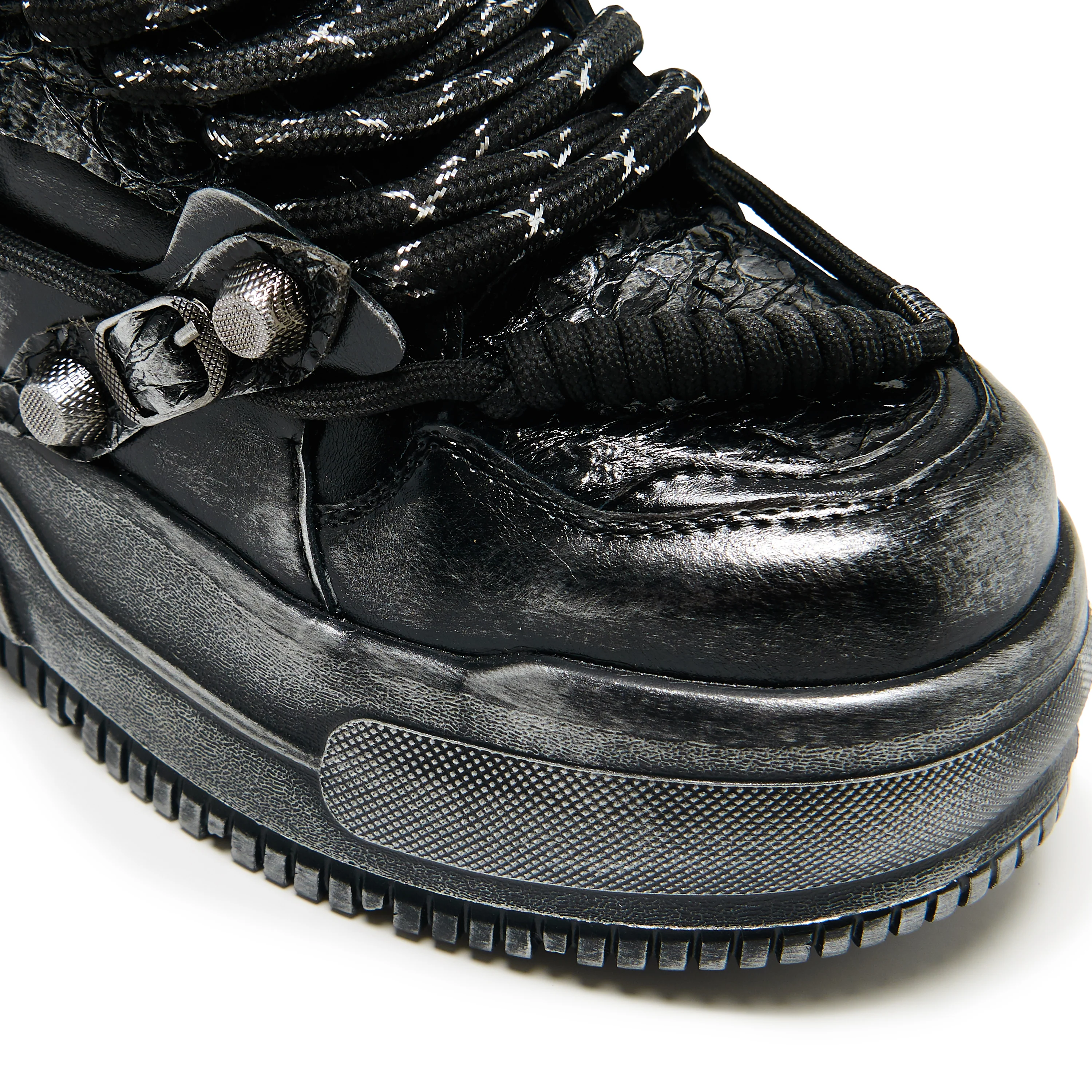 Metamorphosis Distressed Platform Trainers - Charcoal - Image 3