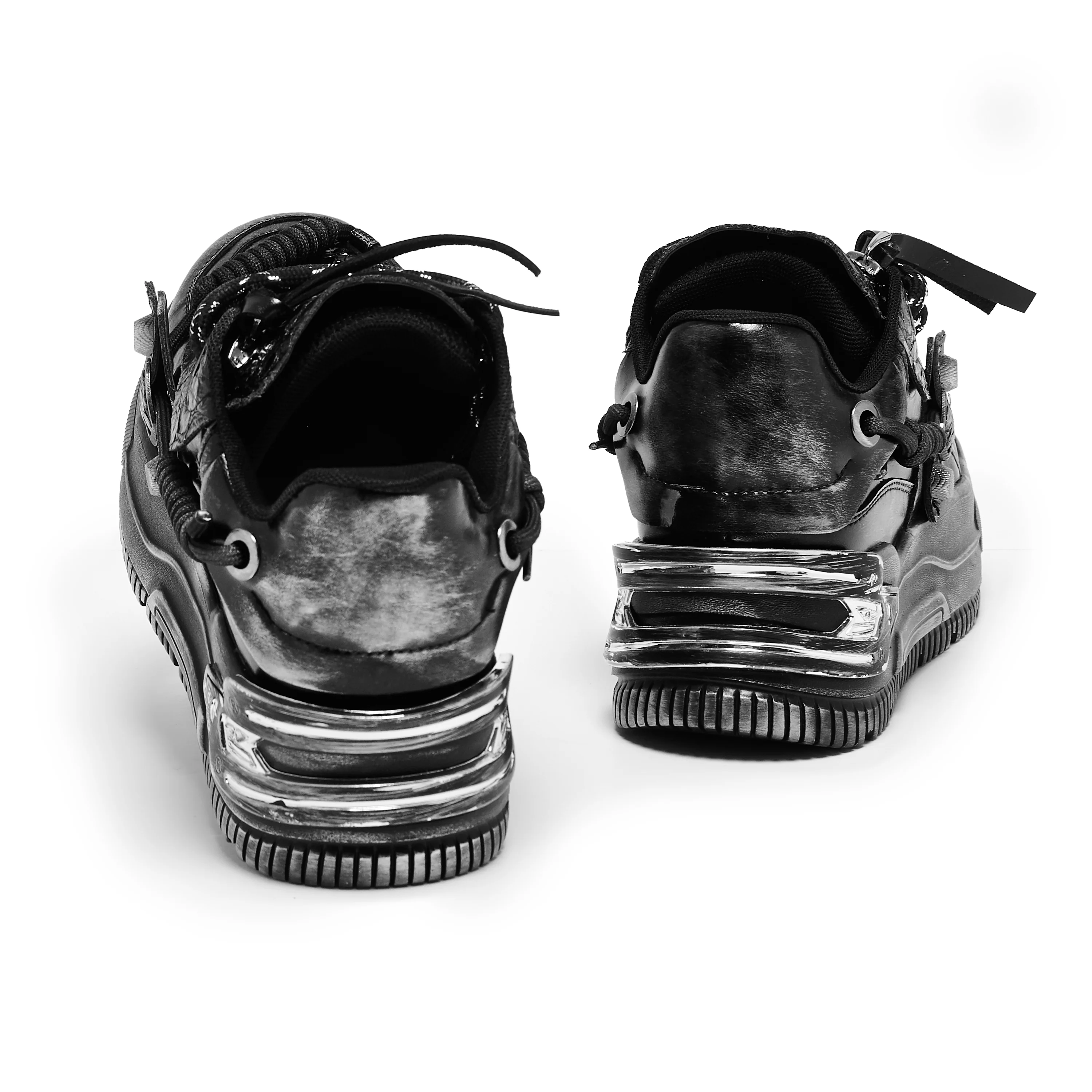 Metamorphosis Distressed Platform Trainers - Charcoal - Image 5