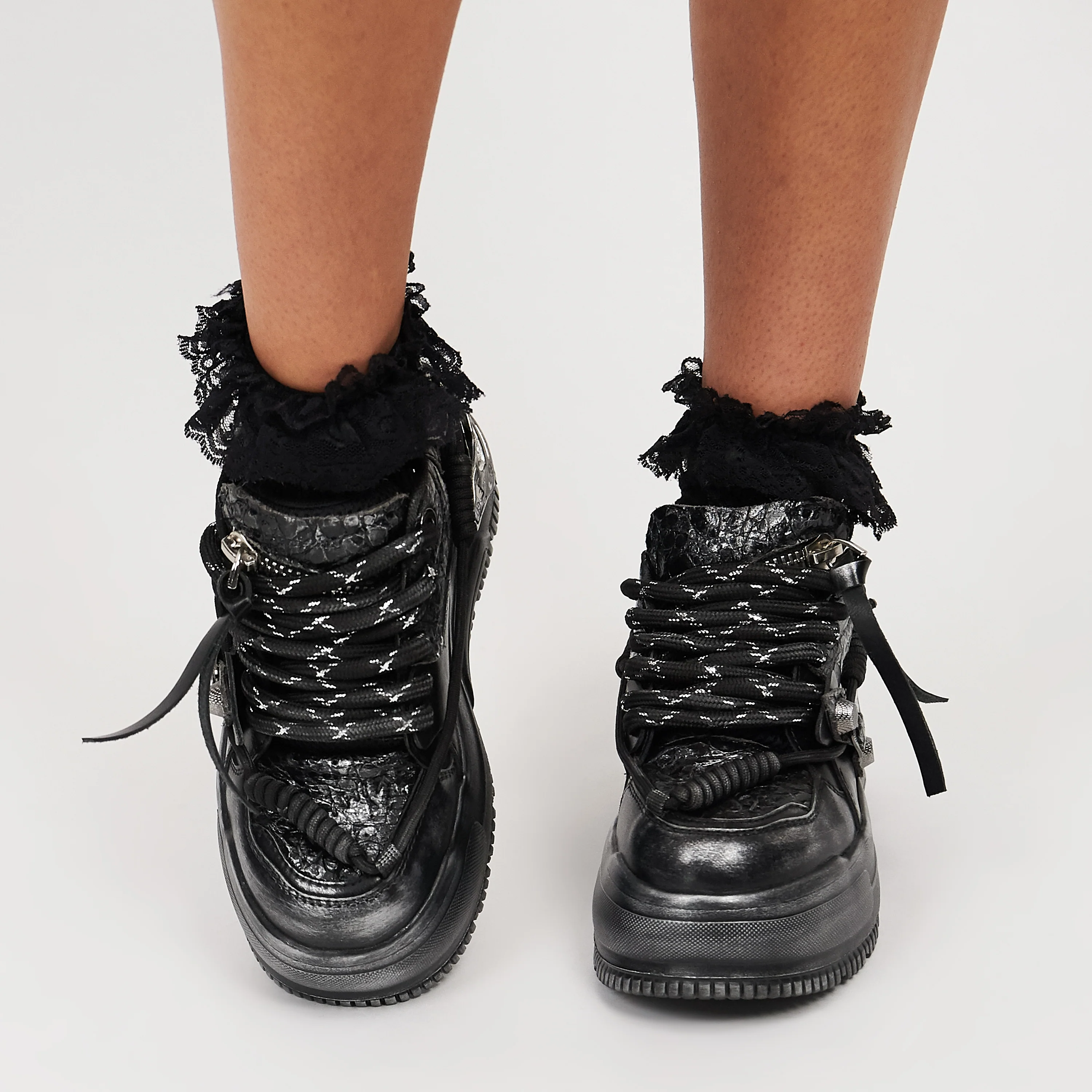 Metamorphosis Distressed Platform Trainers - Charcoal - Image 7
