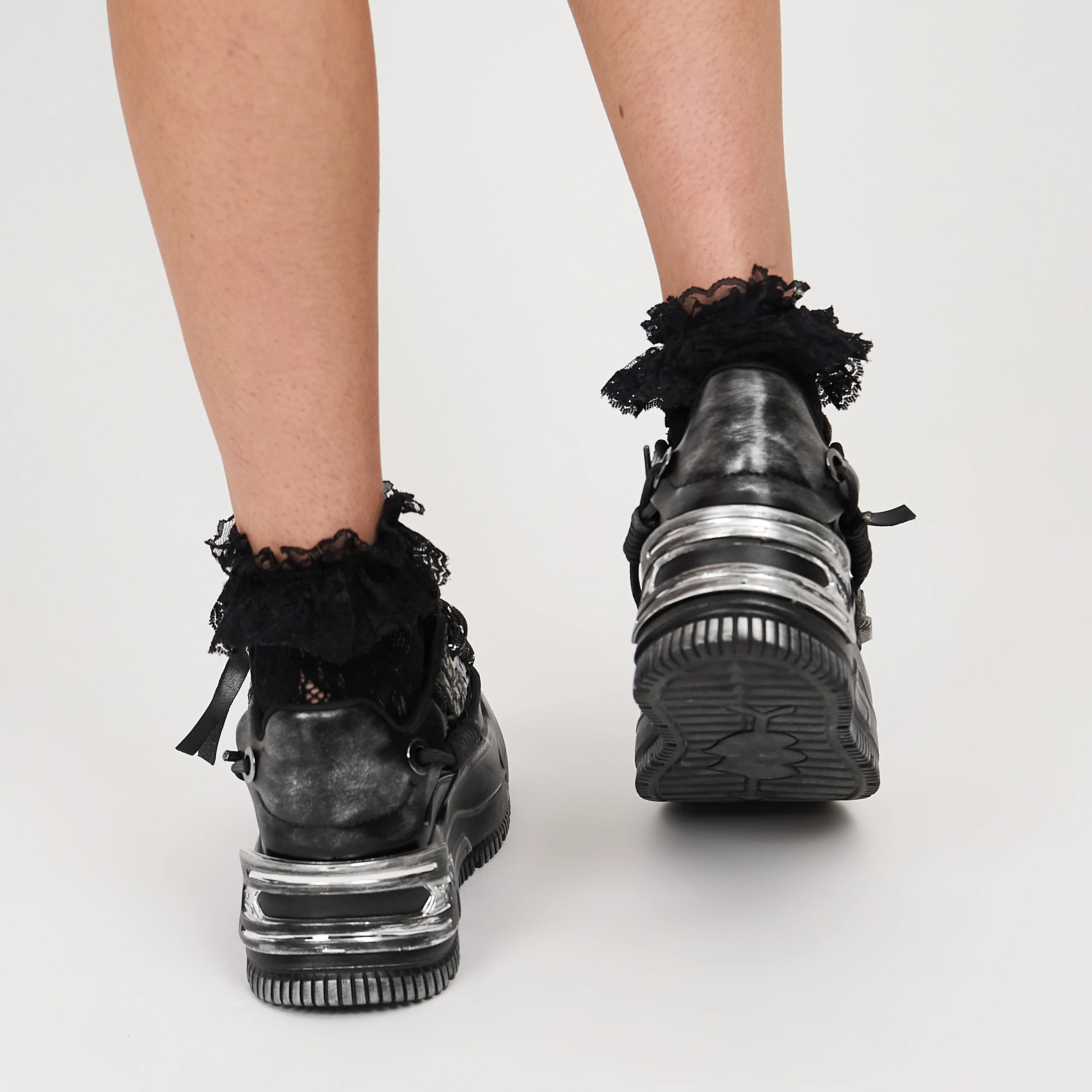 Metamorphosis Distressed Platform Trainers - Charcoal - Image 8