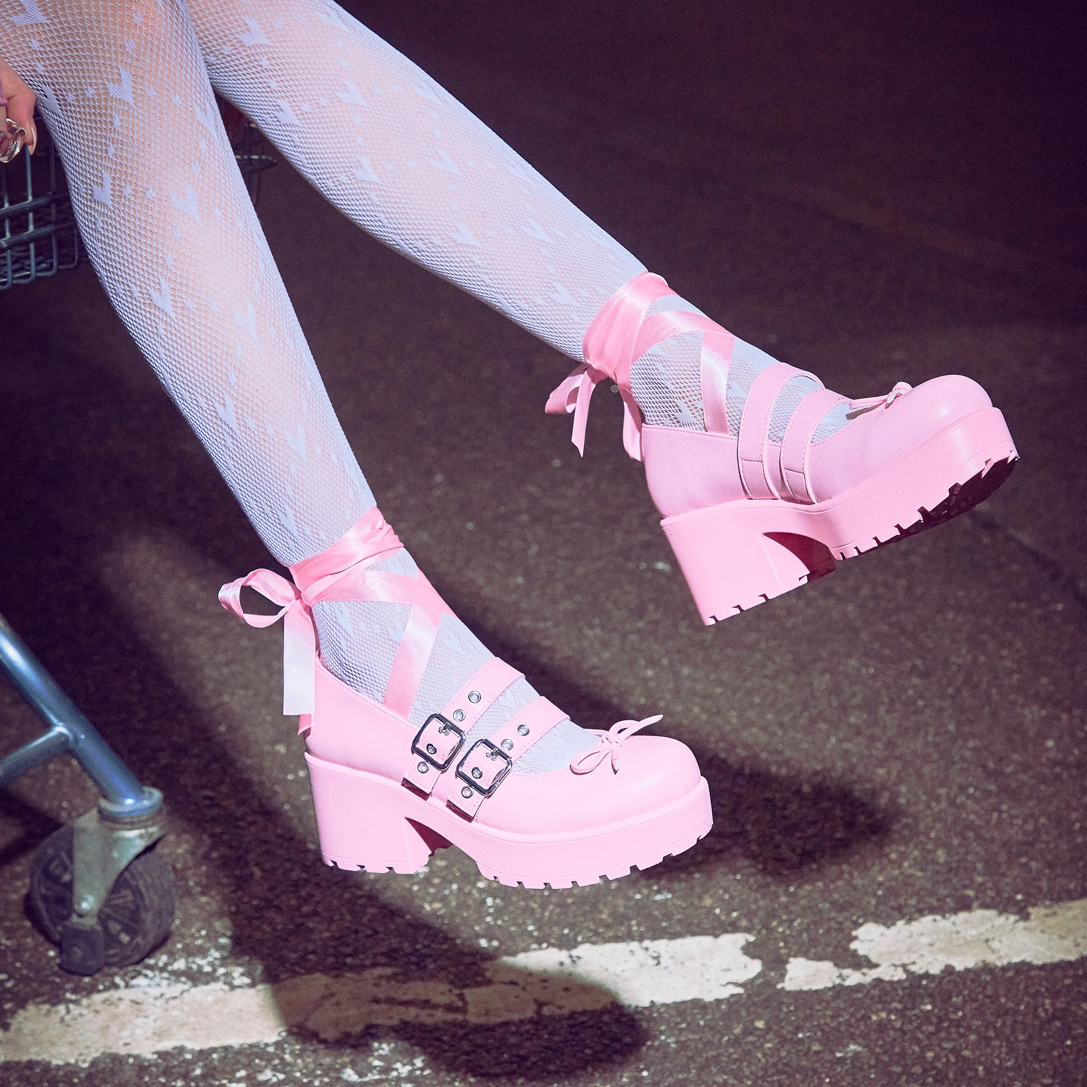 Miyako Lace Up Ballet Shoes - Pink - Image 3
