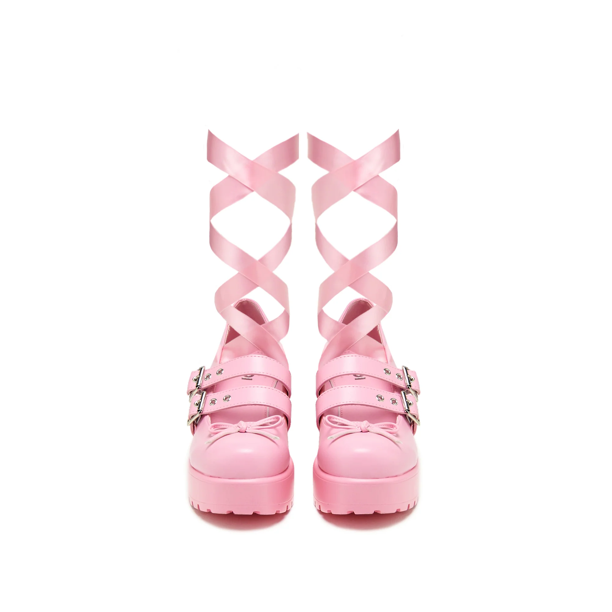 Miyako Lace Up Ballet Shoes - Pink - Image 7