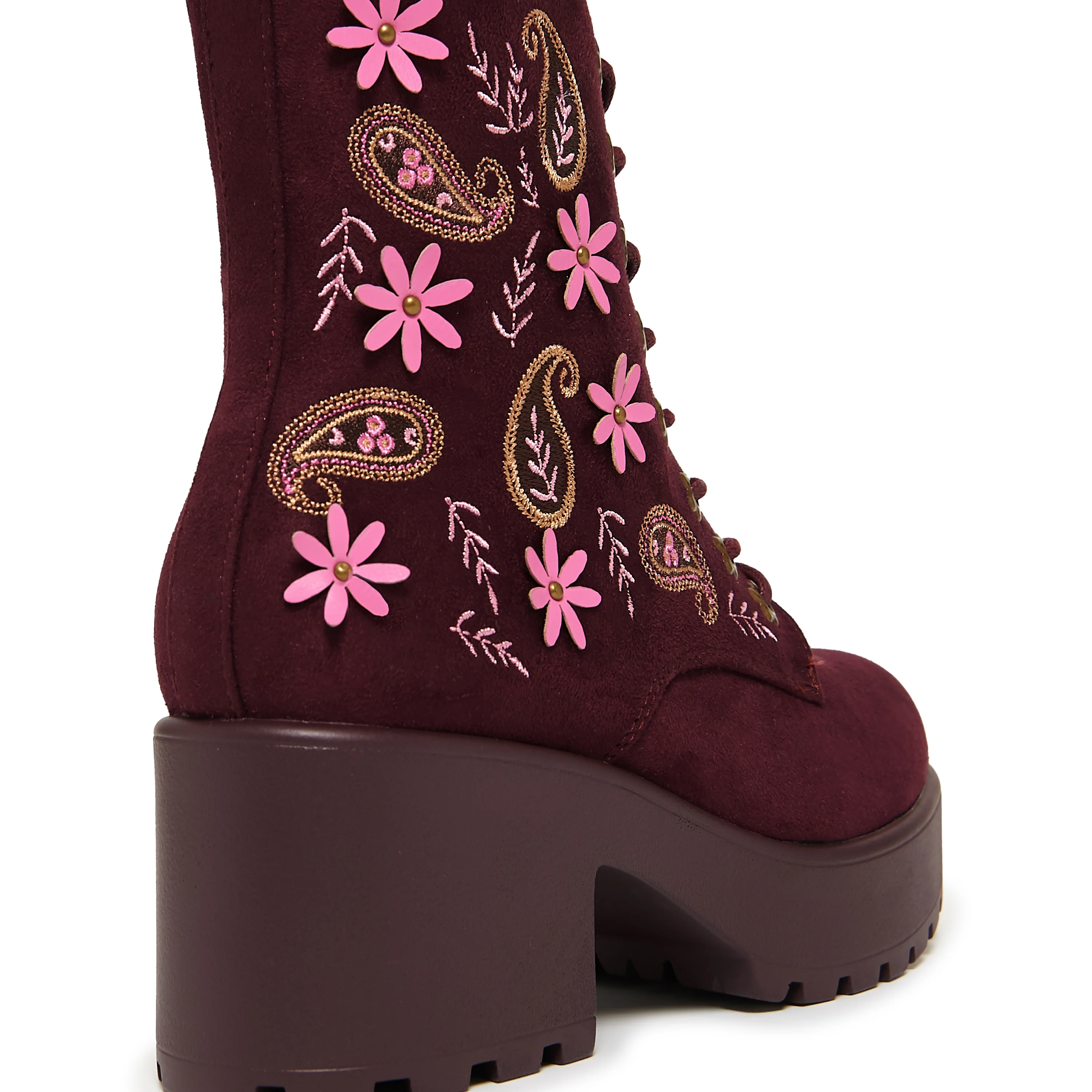 Moonlit Ember Suede Lace Up Boots- Purple - Image 3