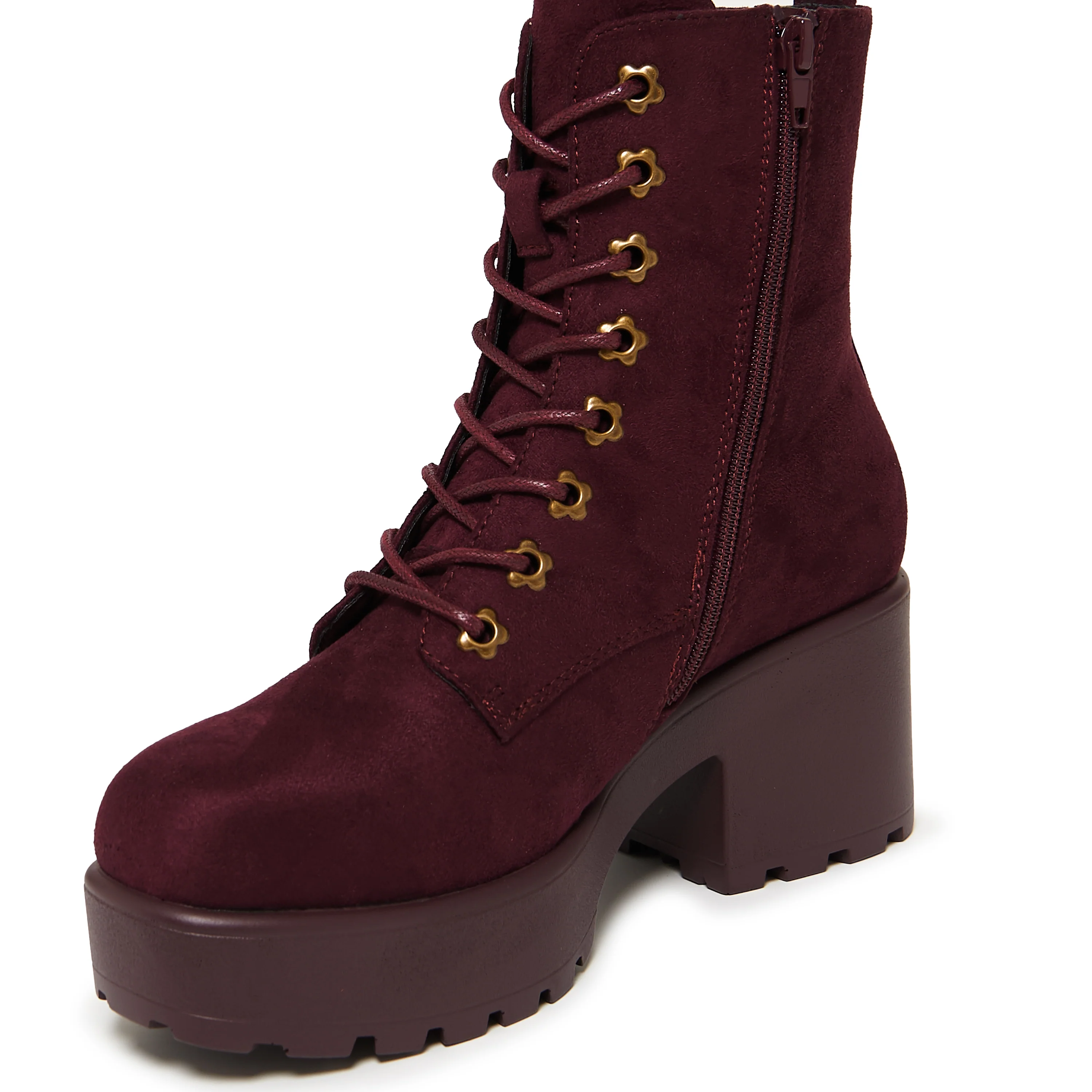 Moonlit Ember Suede Lace Up Boots- Purple - Image 4