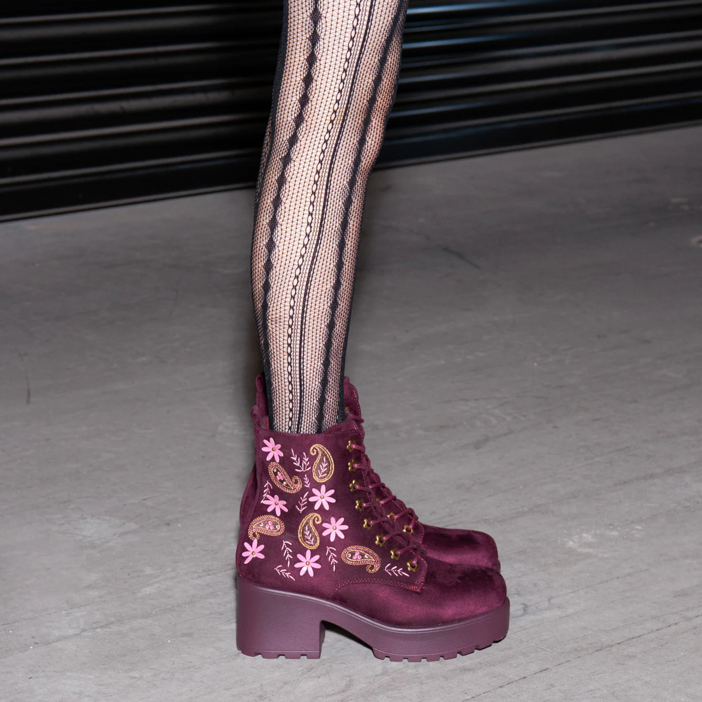 Moonlit Ember Suede Lace Up Boots- Purple - Image 5