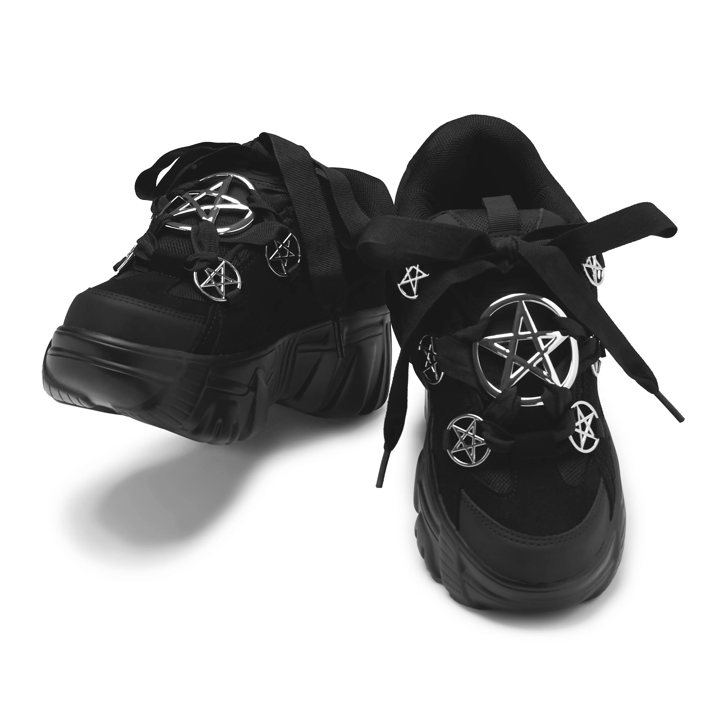 Necromancer Chunky Platform Trainers - Black - Image 3