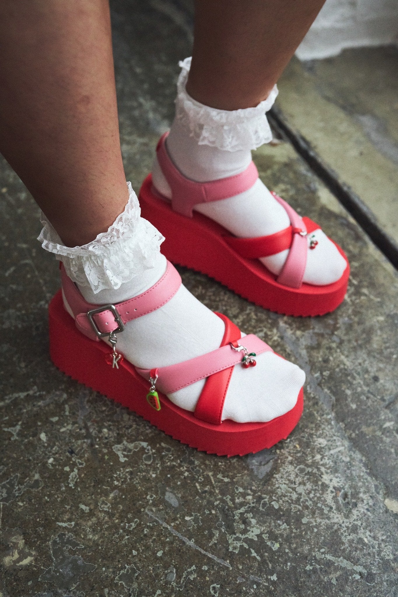 Orchard Flatform Charm Sandals - Red - Image 4
