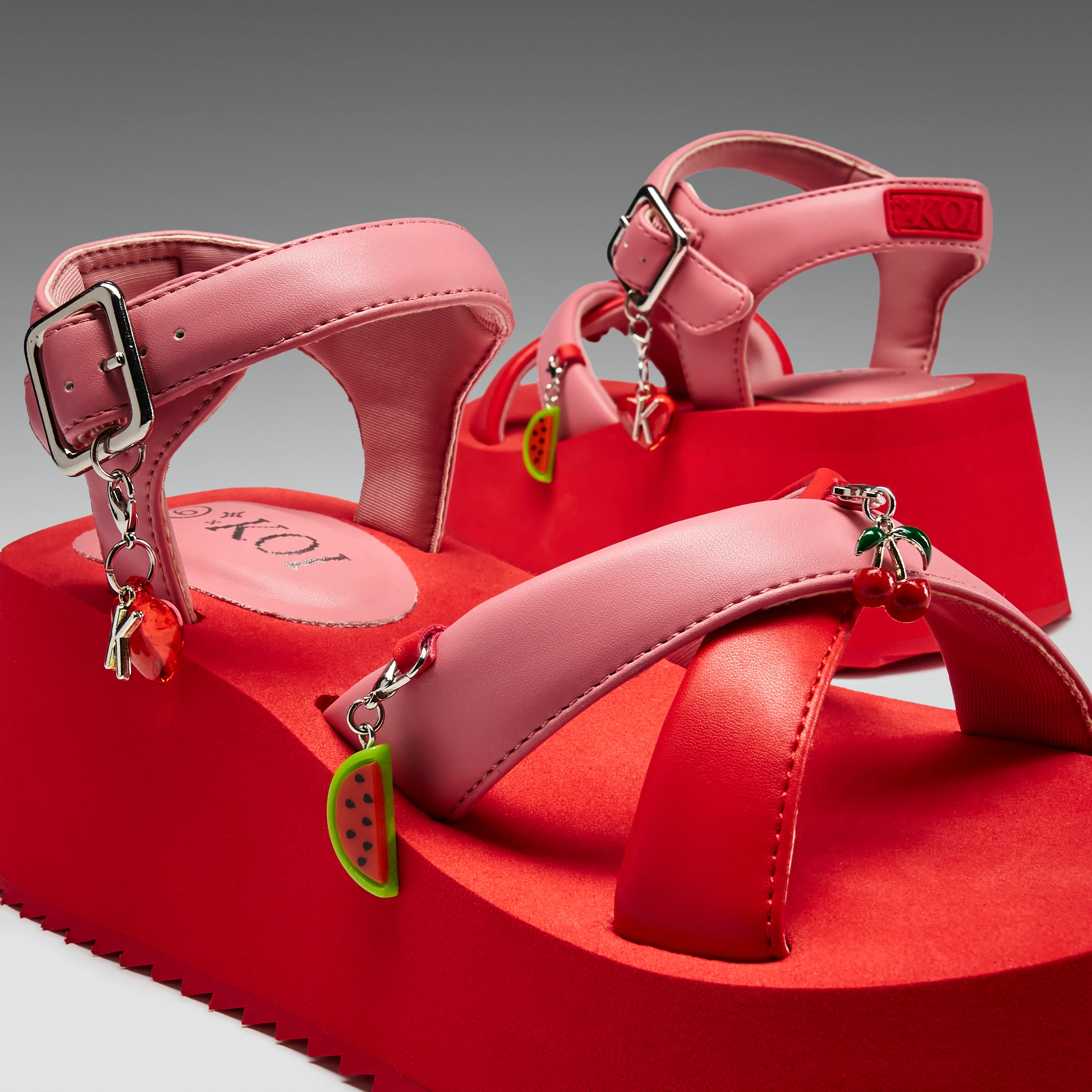 Orchard Flatform Charm Sandals - Red - Image 5