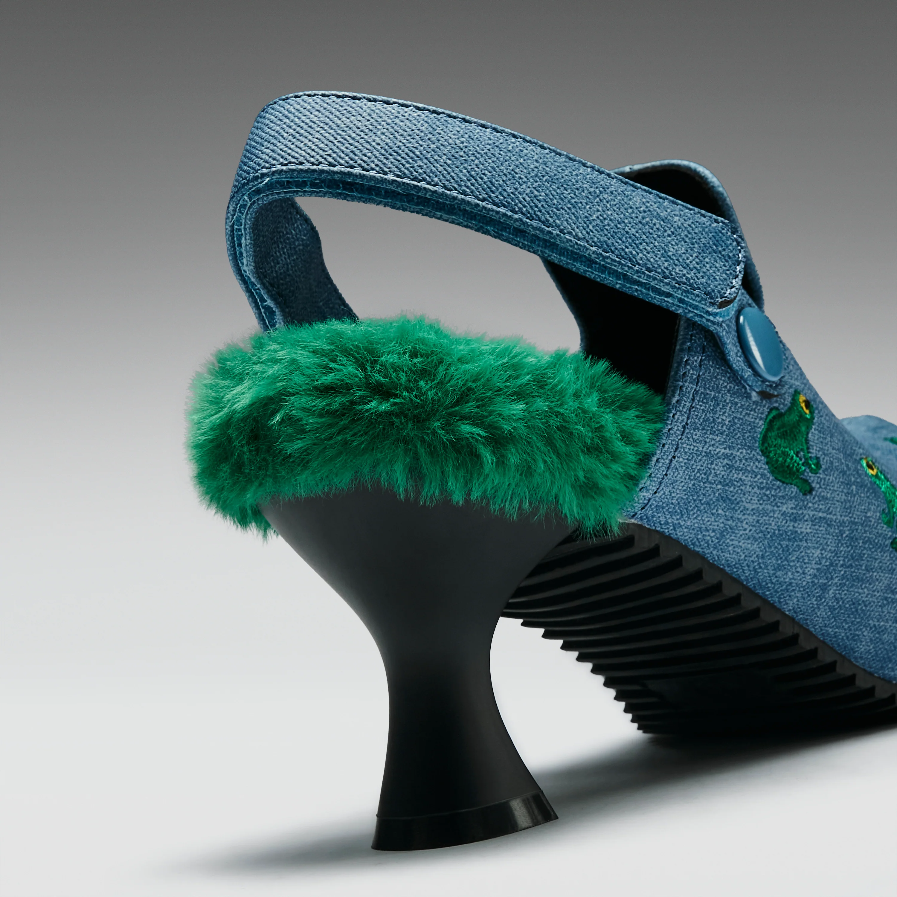 Ribbit Heeled Frog Mules- Denim - Image 4