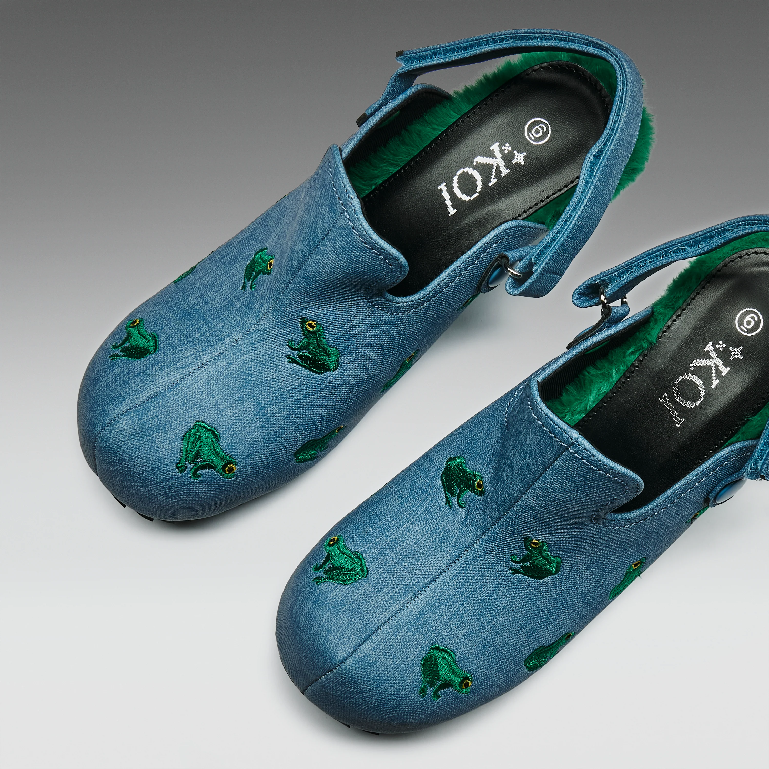 Ribbit Heeled Frog Mules- Denim - Image 5