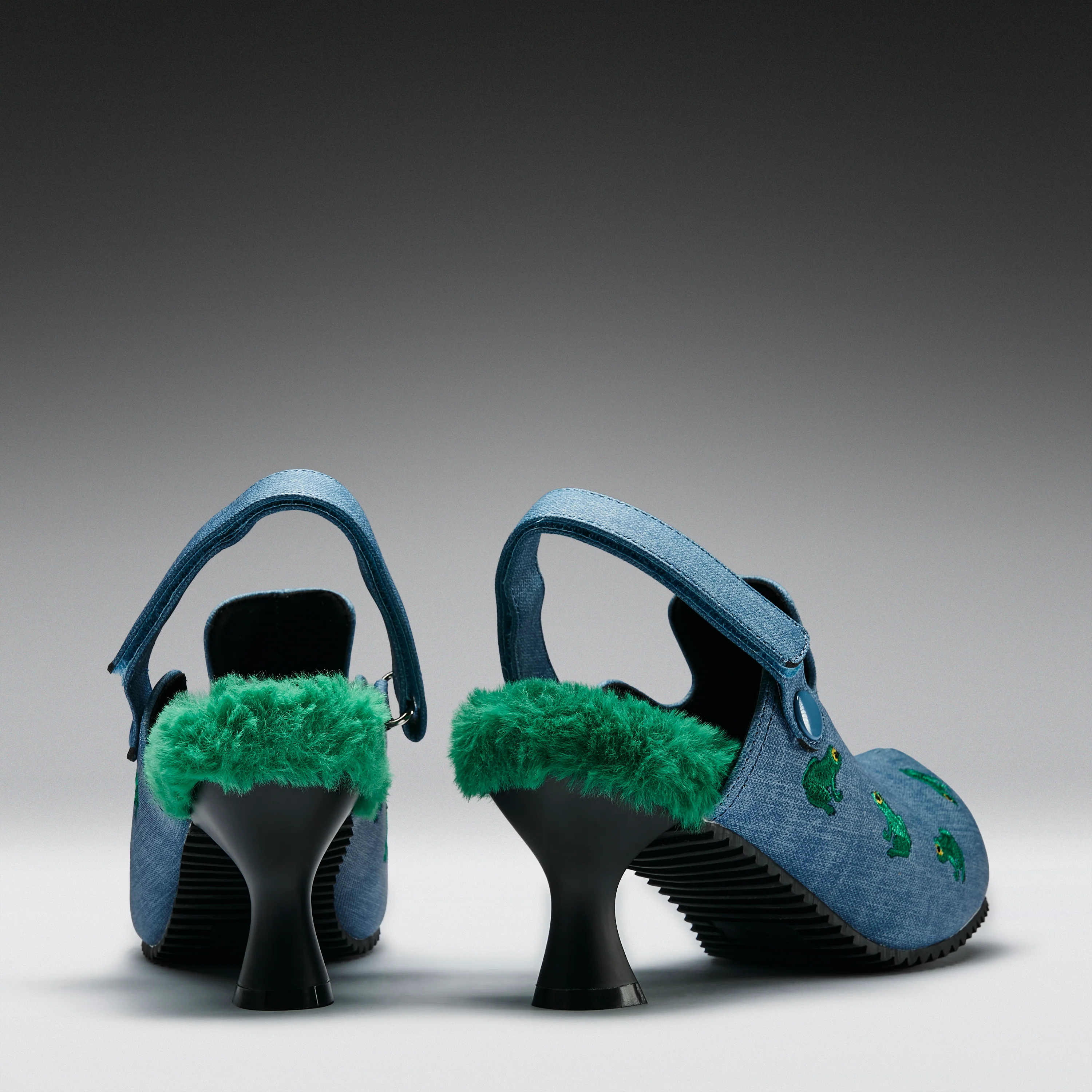 Ribbit Heeled Frog Mules- Denim - Image 6