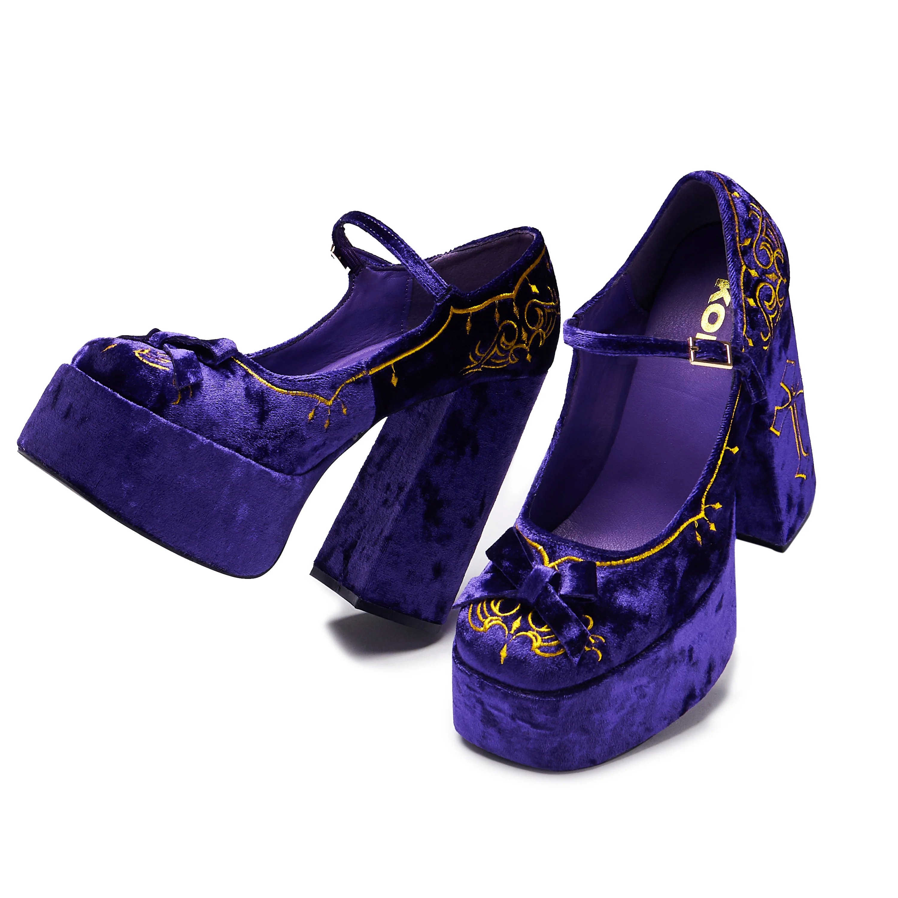 Royal Manor Velvet Platform Heels - Purple - Image 3