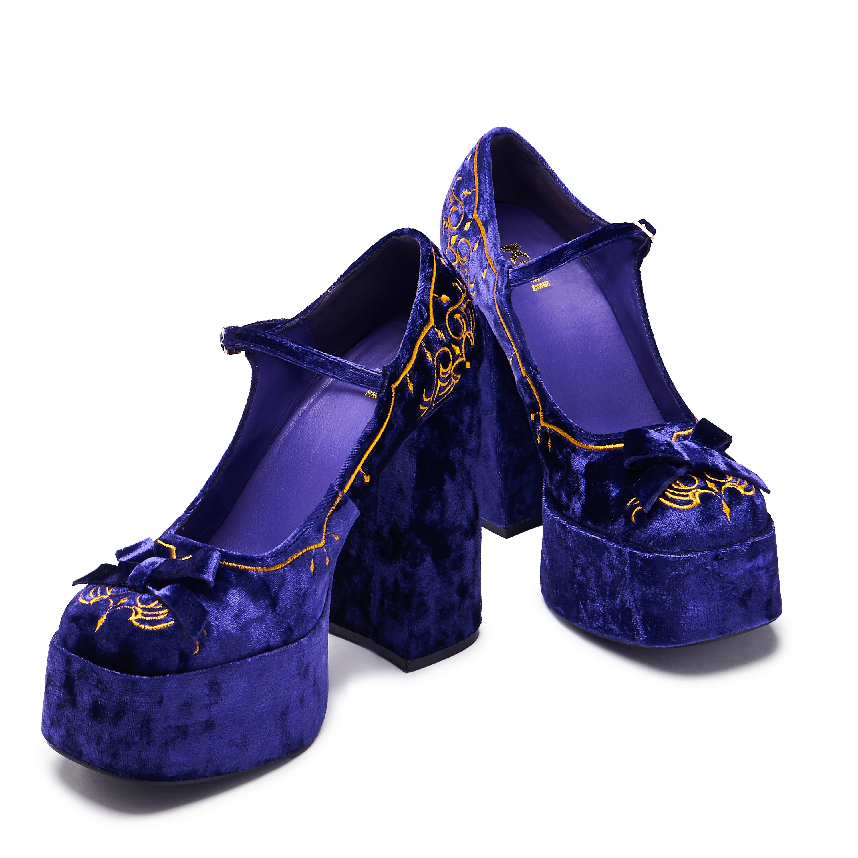 Royal Manor Velvet Platform Heels - Purple - Image 6