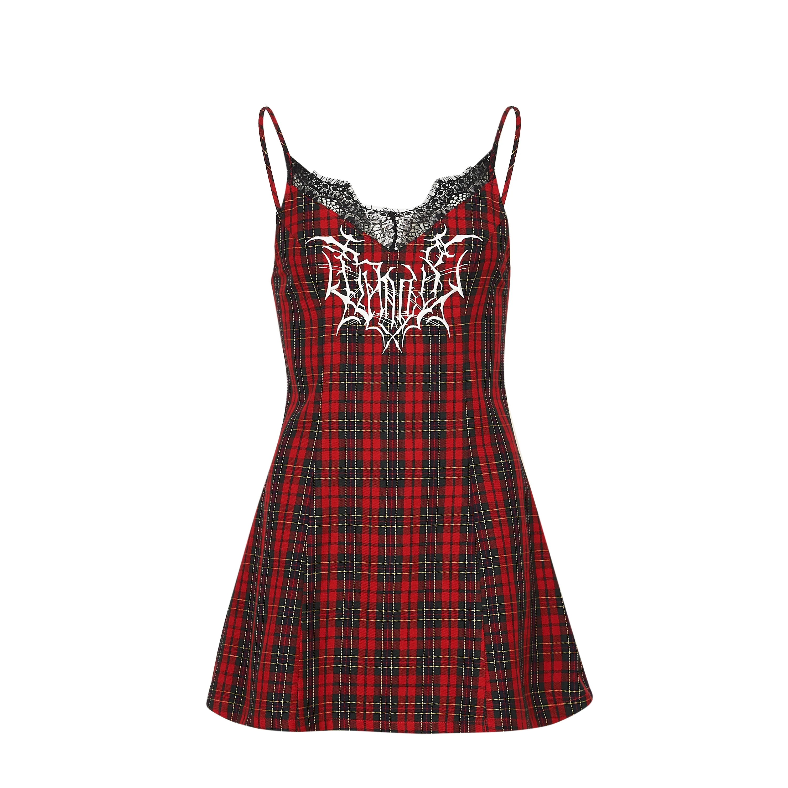 Tarnished Plaid Slip Dress - Red Tartan - Image 3