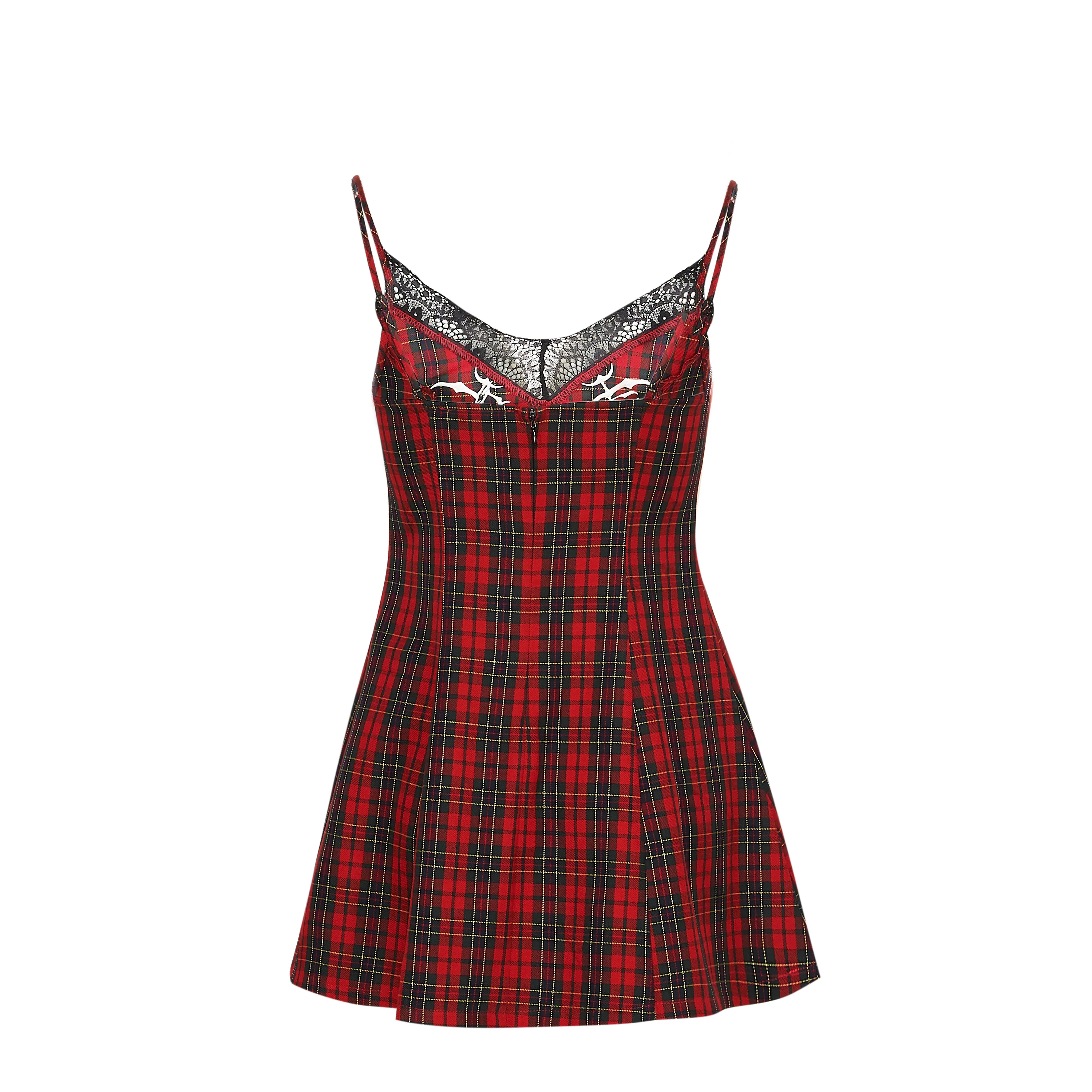 Tarnished Plaid Slip Dress - Red Tartan - Image 5