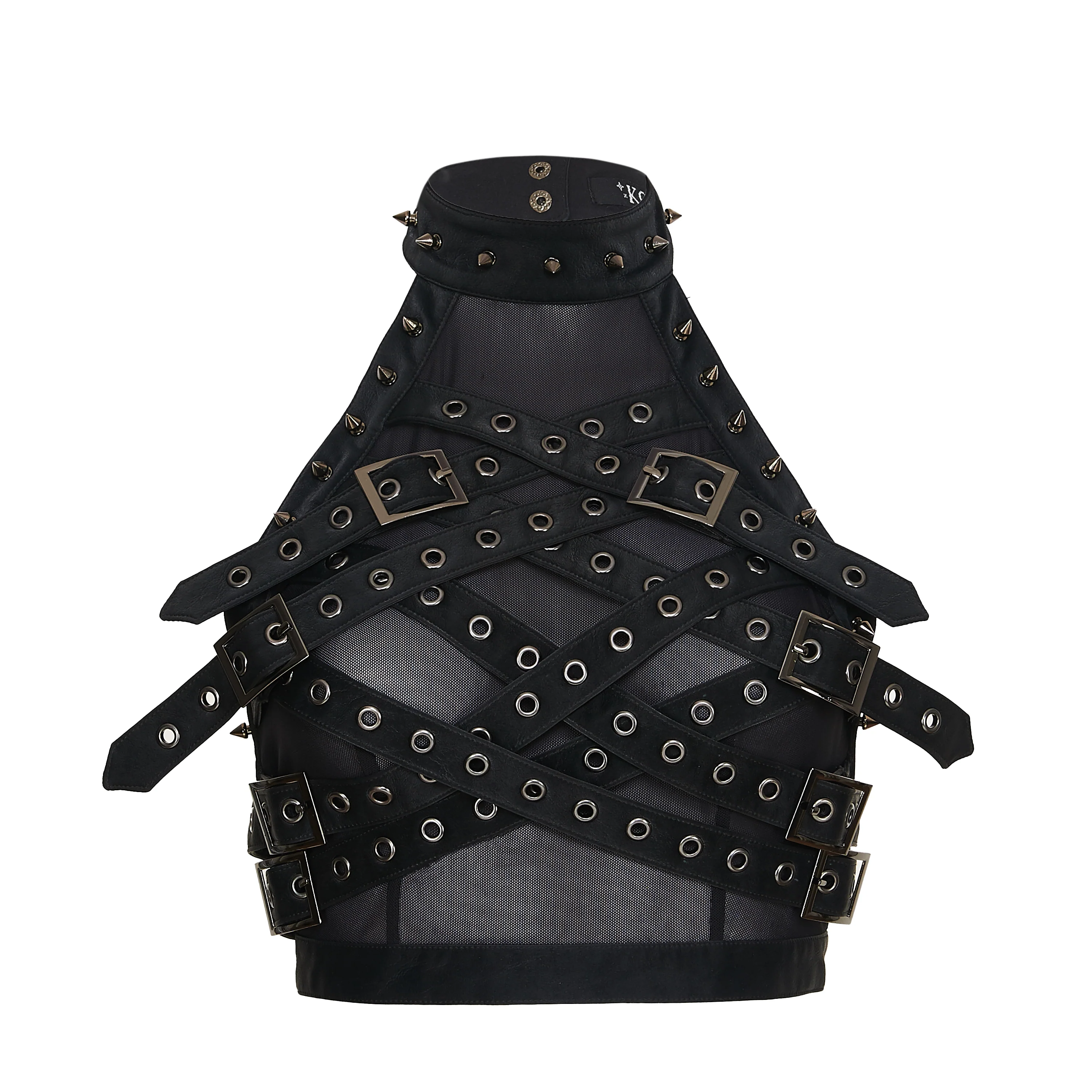 Vault Belted Mesh Crop Top- Black - Image 3