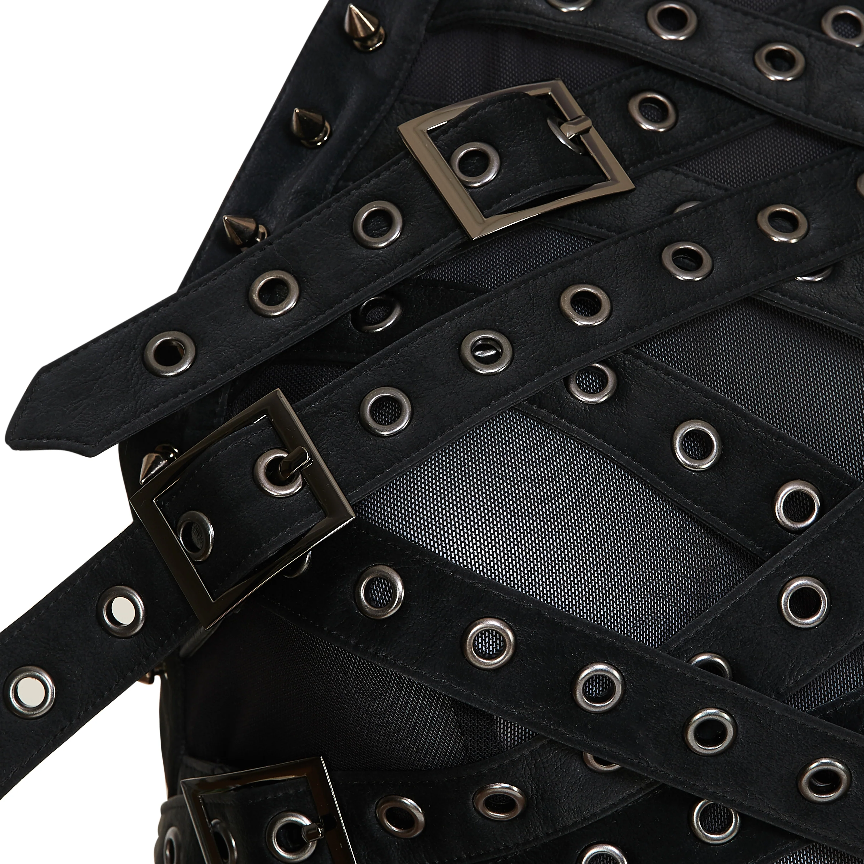 Vault Belted Mesh Crop Top- Black - Image 4