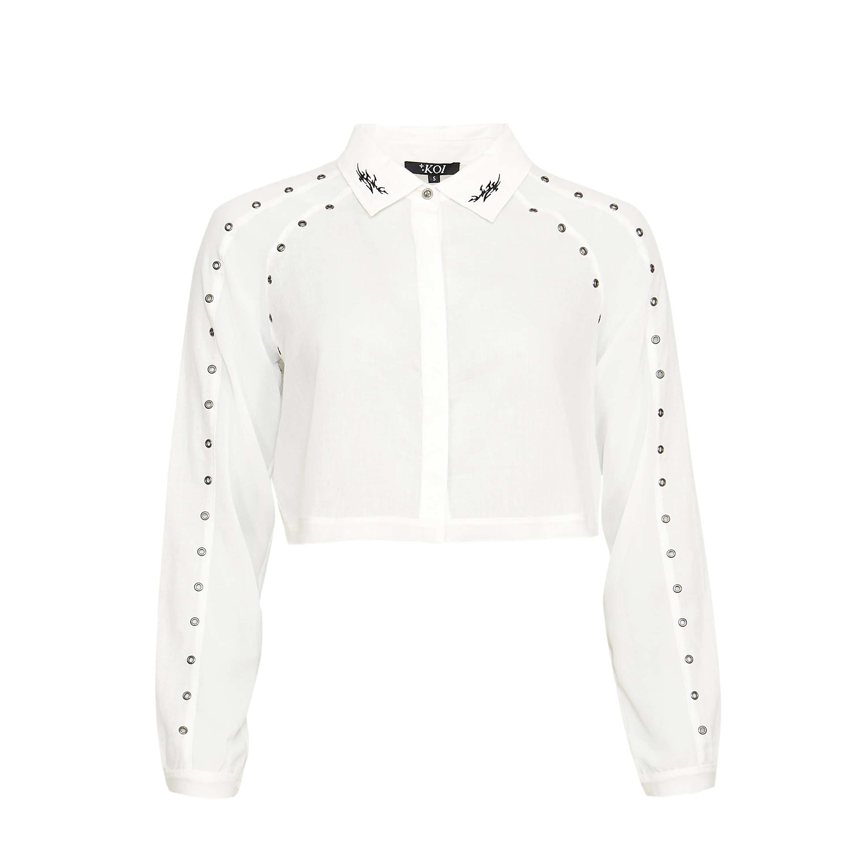 Wisp Cropped Long-Sleeve Shirt - White - Image 3