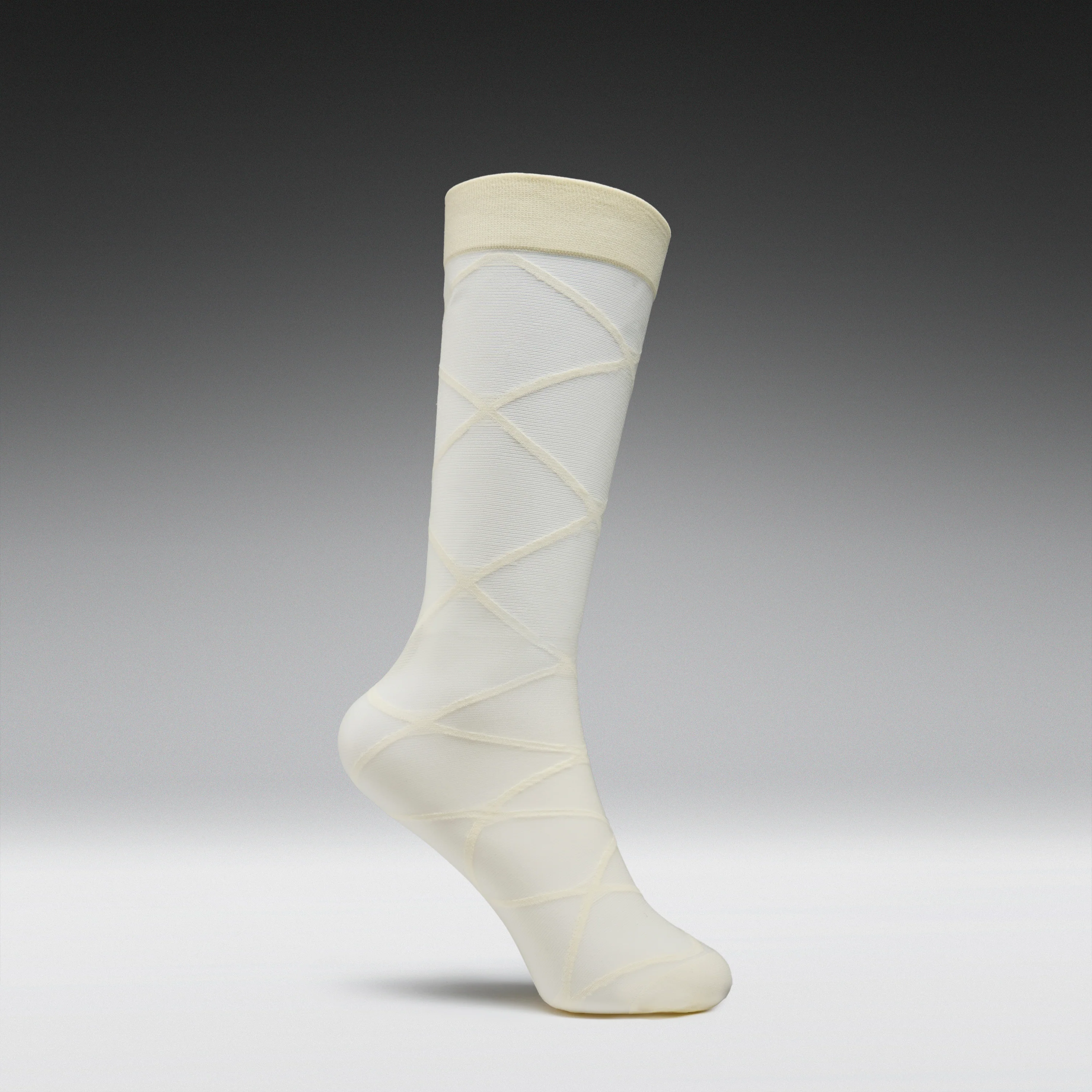Ziva Cream Sheer Long Socks